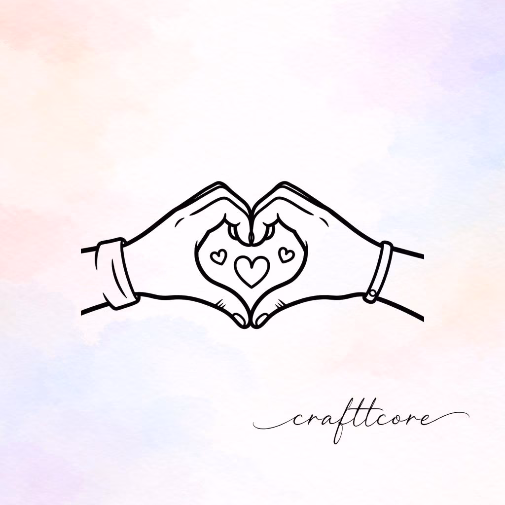 Heart Hands SVG | Minimalist Couple Gesture, Retro Style (Digital Download)