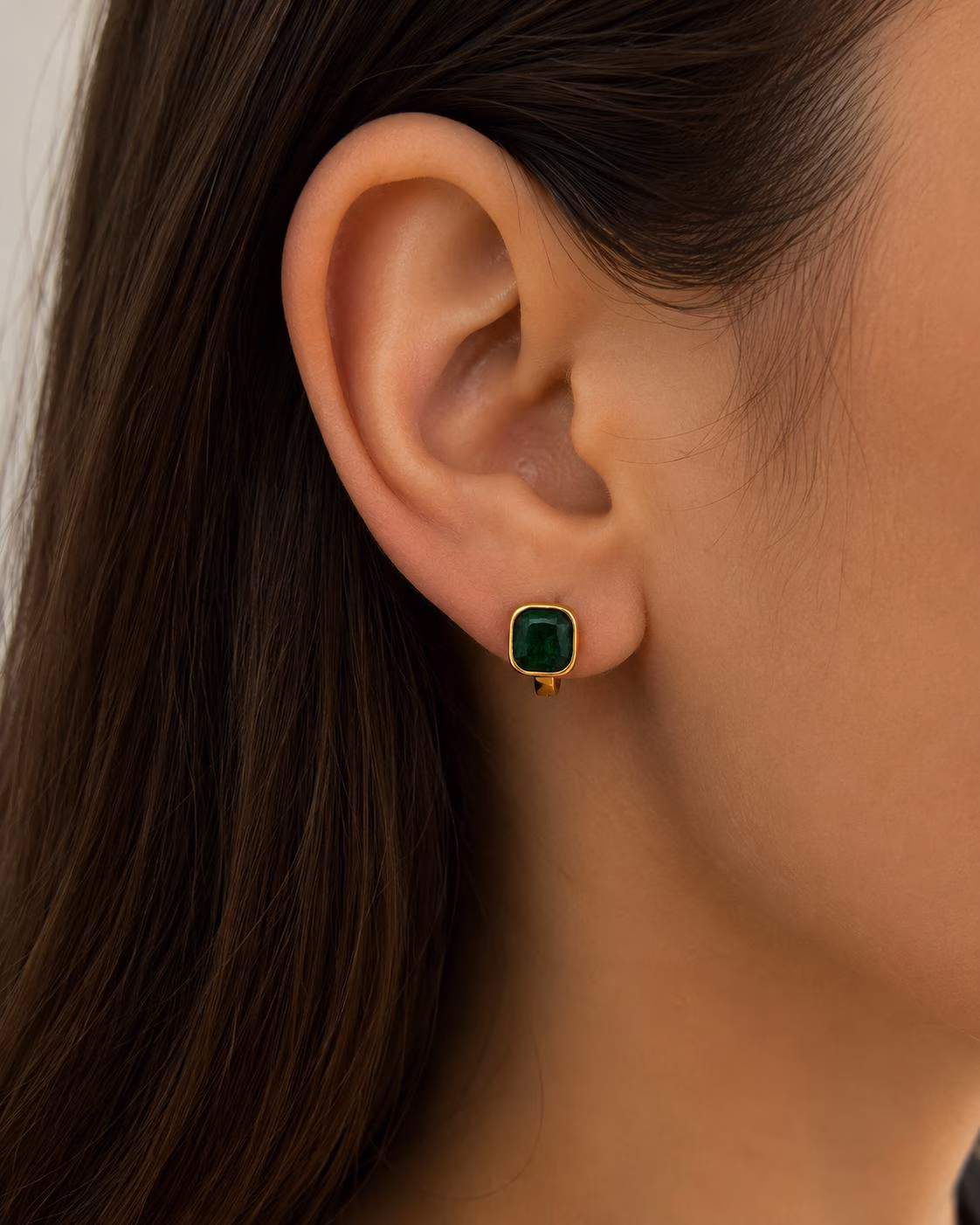 Emerald Earrings, Jade Green Earrings, Waterproof Earrings, Small Gold Hoops, Huggies, Sleeper Earrings