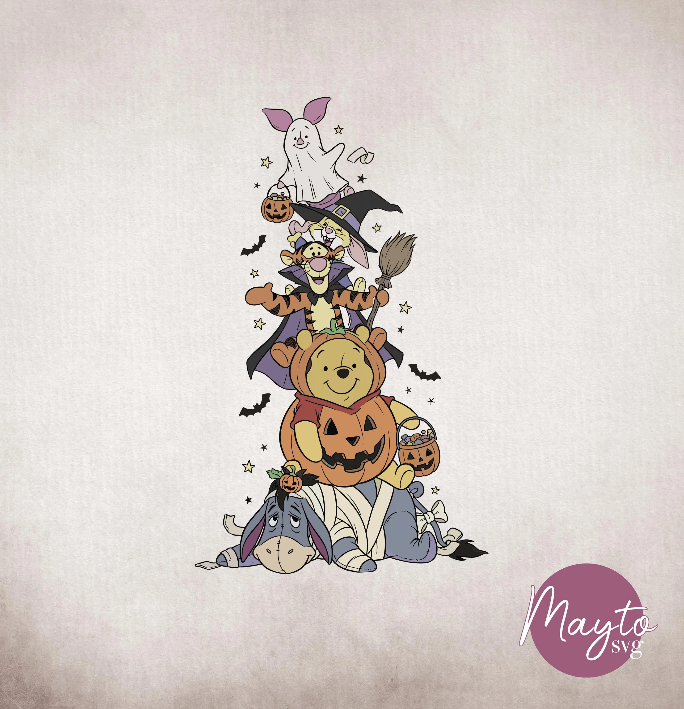 Cute Pooh Friends Halloween PNG, Disney Clipart (Digital Download)