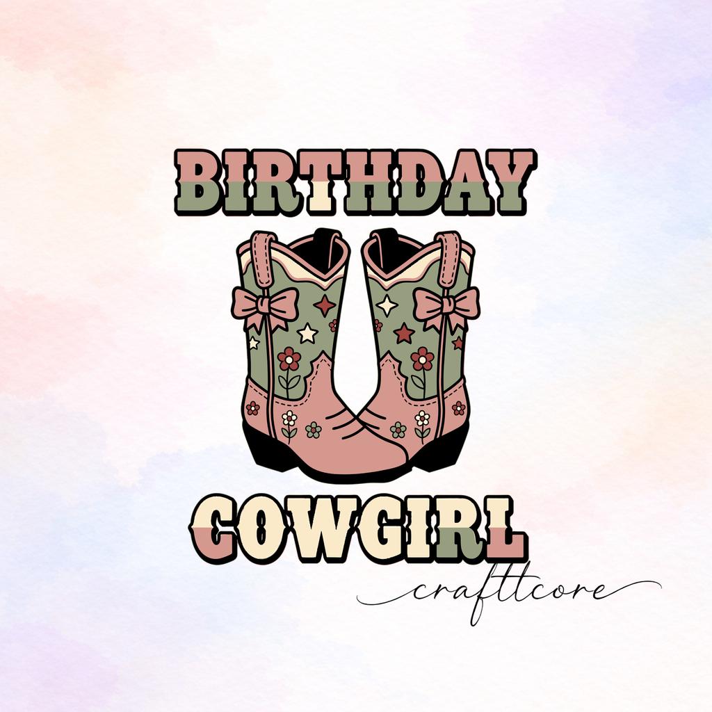 Retro Cowgirl Boots Birthday Clipart, Western Wildflower Design (Digital Download)