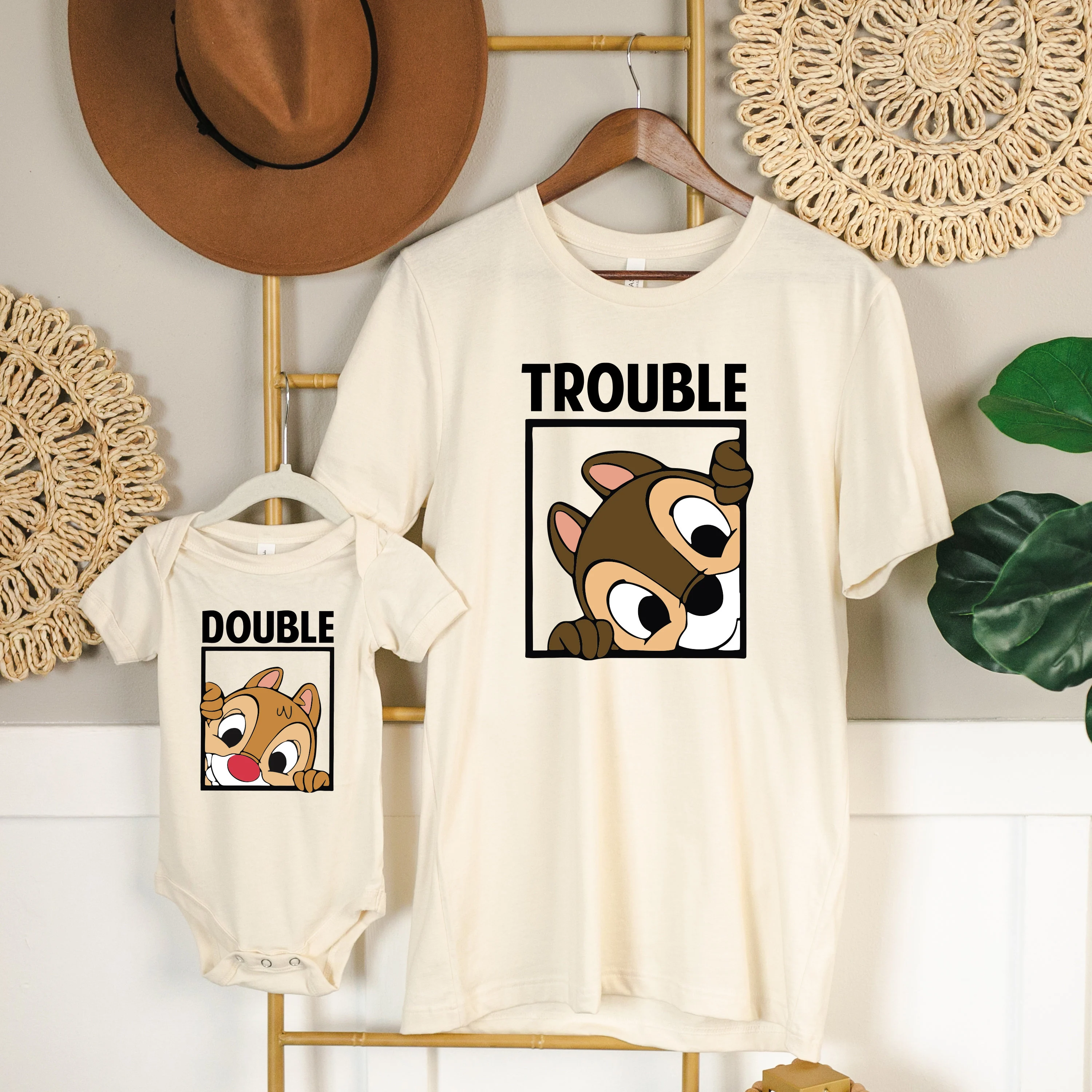 Chip and Dale SVG Double Trouble, Matching Disney Couple Shirts, Disney Vacation Digital File, Cricut Cut File for Family Trip Outfits
