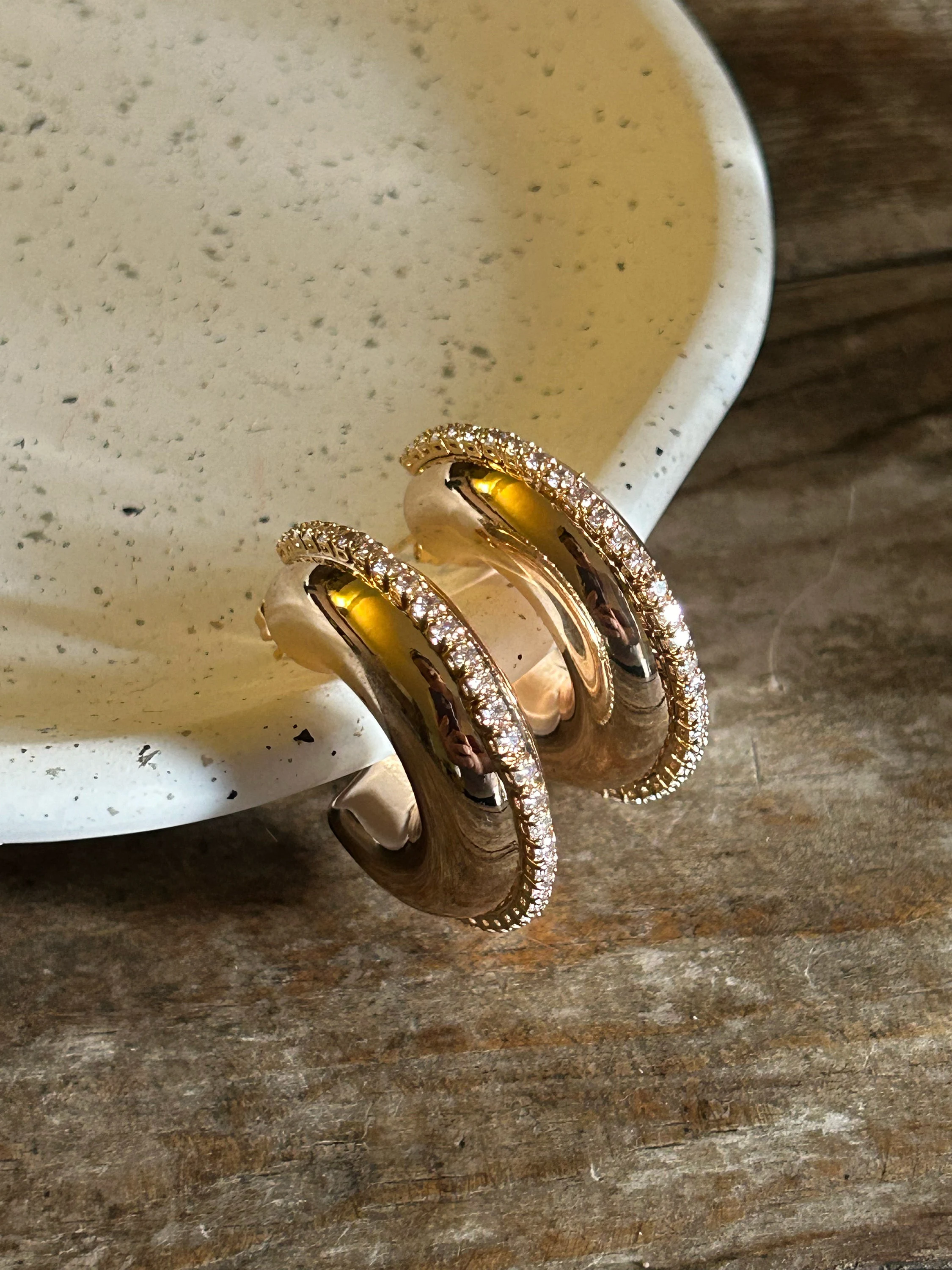 Chunky Earrings • Gold Statement Earrings • Chunky Hoop Earrings • Pave Hoop Earrings • Statement Hoops