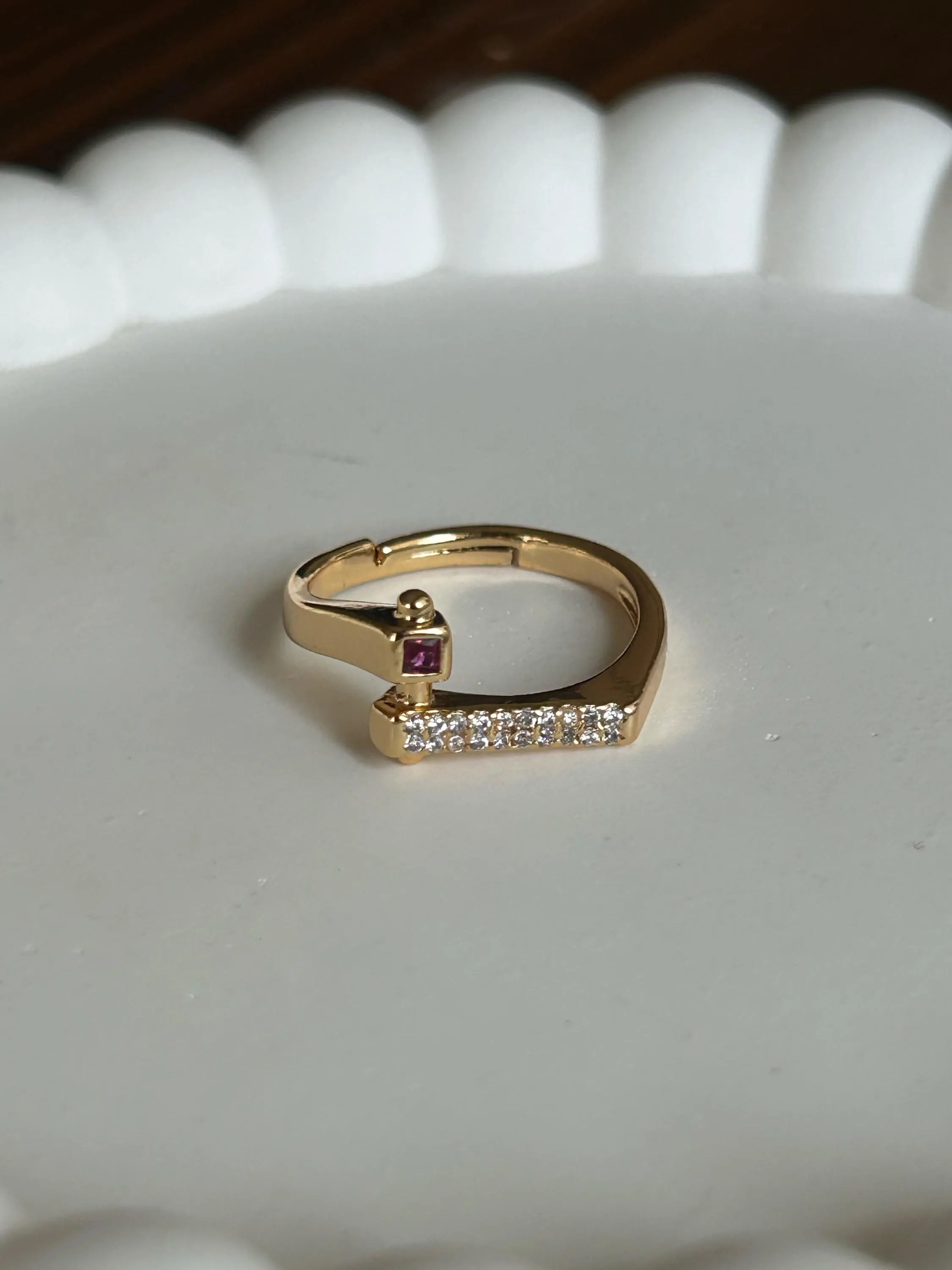 Minimalist Gold Zircon Ring, Dainty Pave Ring