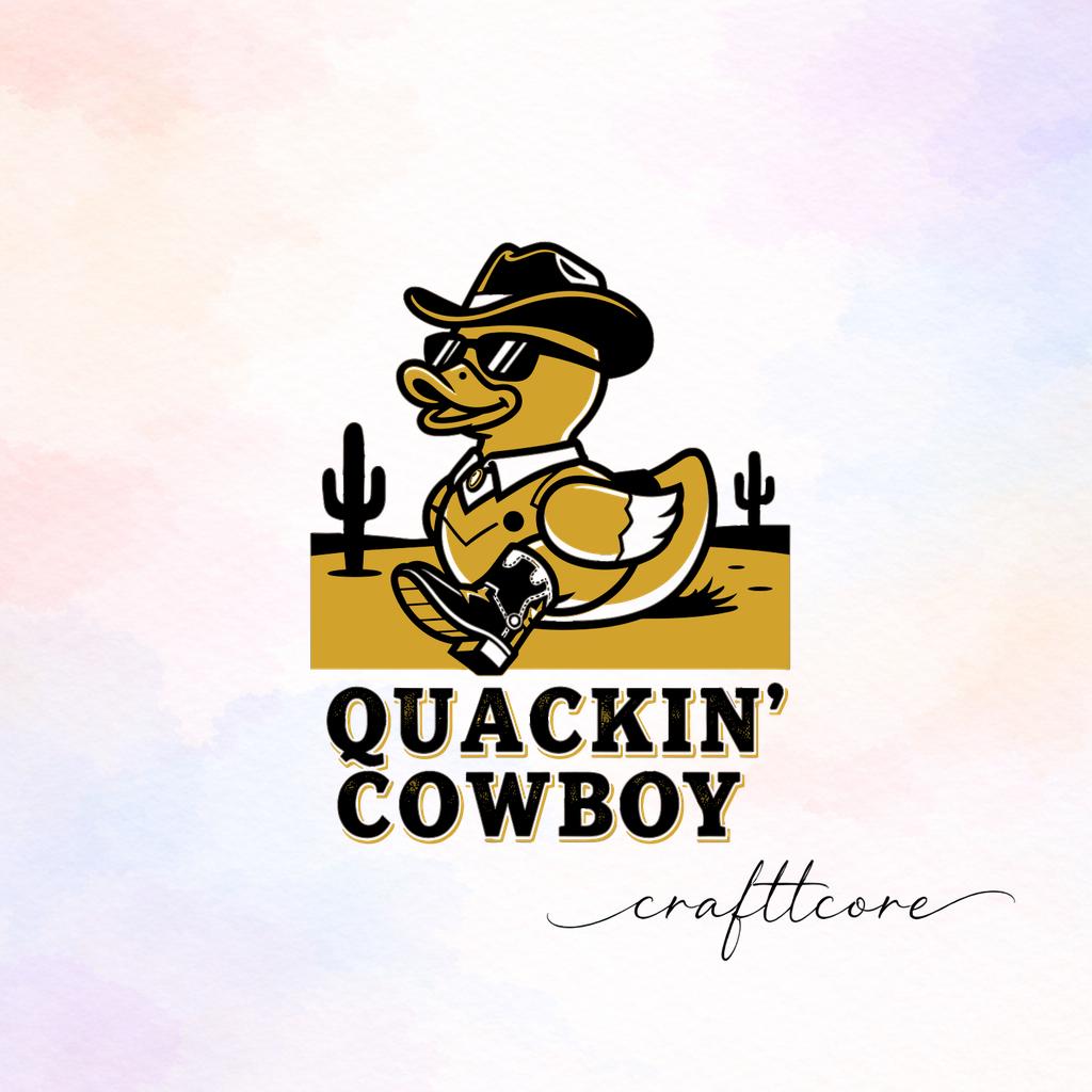 Retro Cowboy Duck SVG | Mid Century Cactus Art, Western Minimalist (Digital Download)