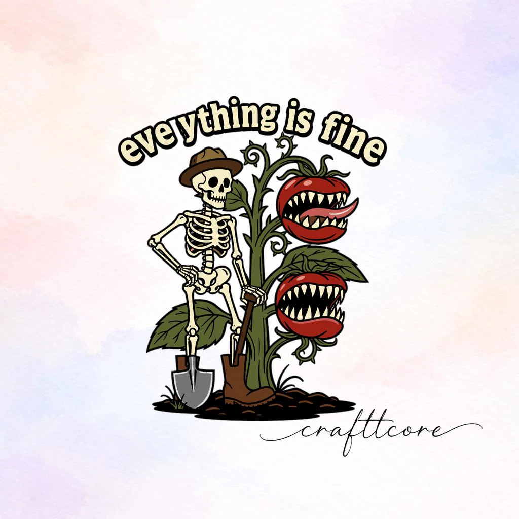 Skeleton Gardener SVG | Retro Mid Century Art, Funny Garden Clipart (Digital Download)
