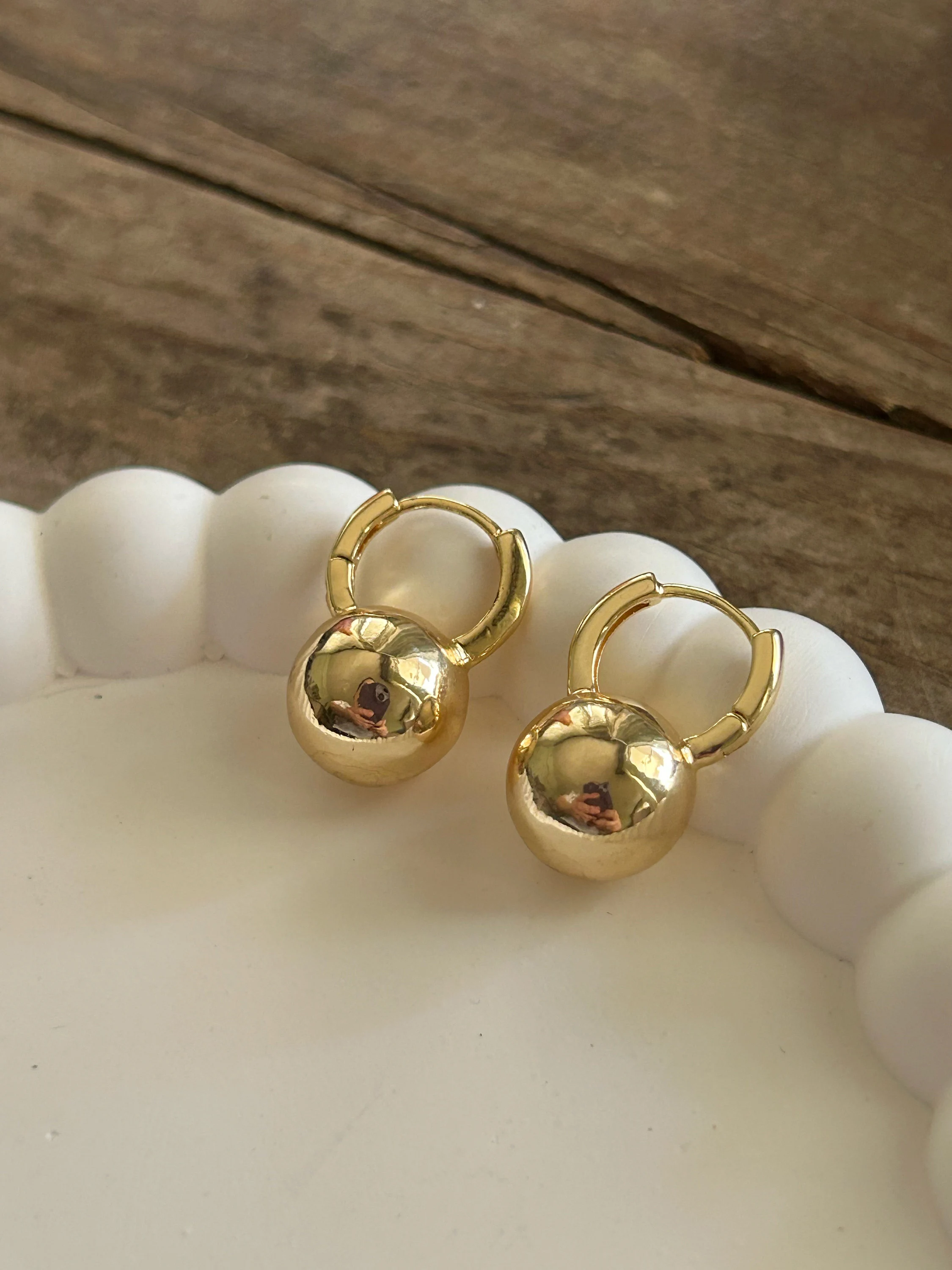 Gold Ball Huggie Hoop Earrings, Tiny Minimalist Earrings