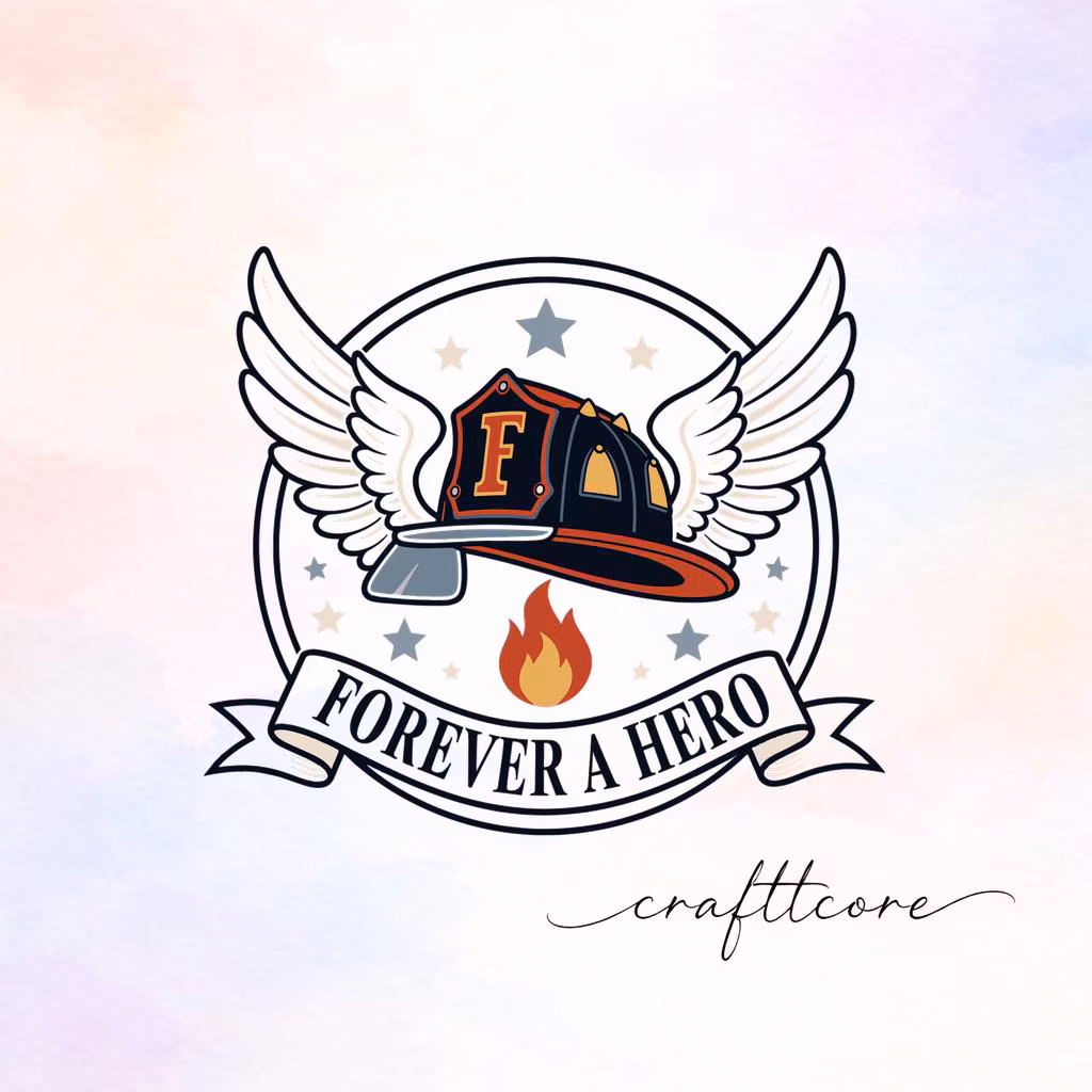 Fallen Firefighter Memorial Clipart, Helmet Angel Wings Tribute (Digital Download)