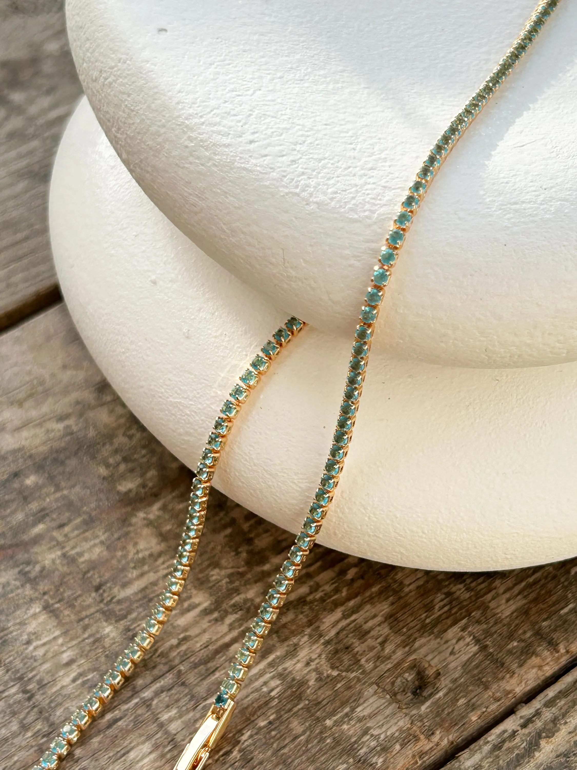 Tennis Bracelet, Dainty Blue Zircon Tennis Bracelet