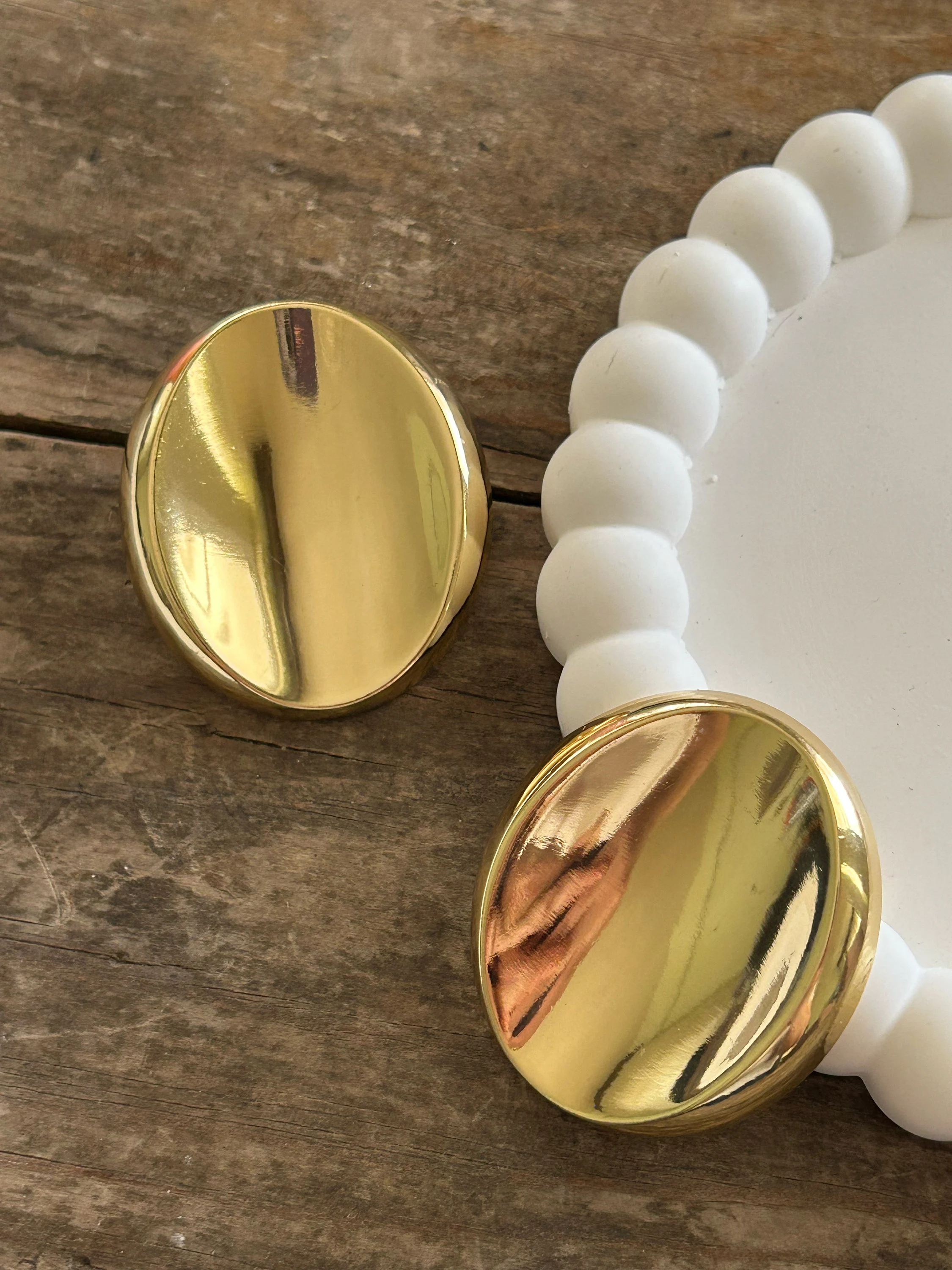 Gold Oval Earrings, Y2K Trendy Steel Earrings