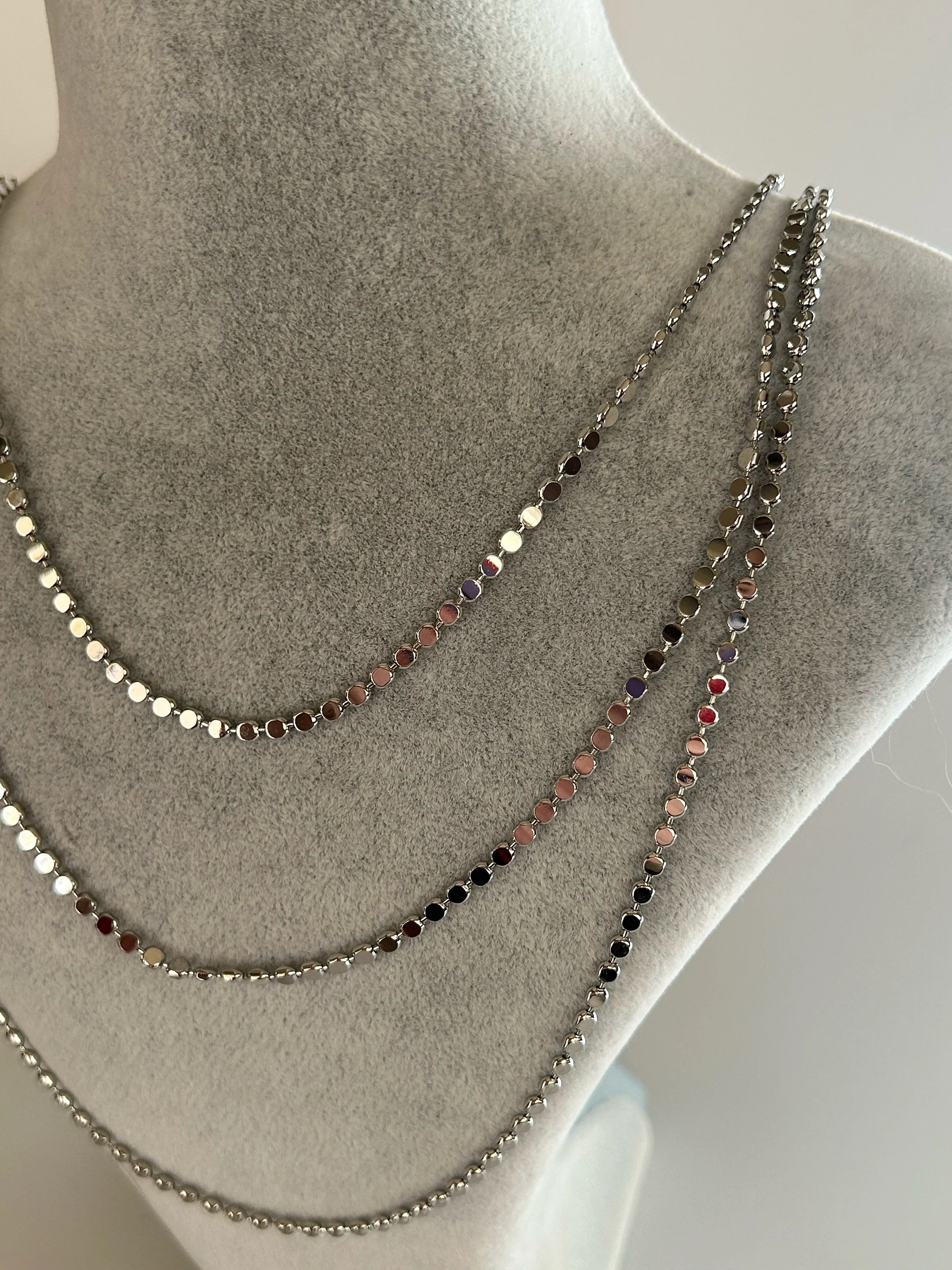 Necklace Stack, Layering Necklace Silver, Waterproof Necklace, Stacking Necklace