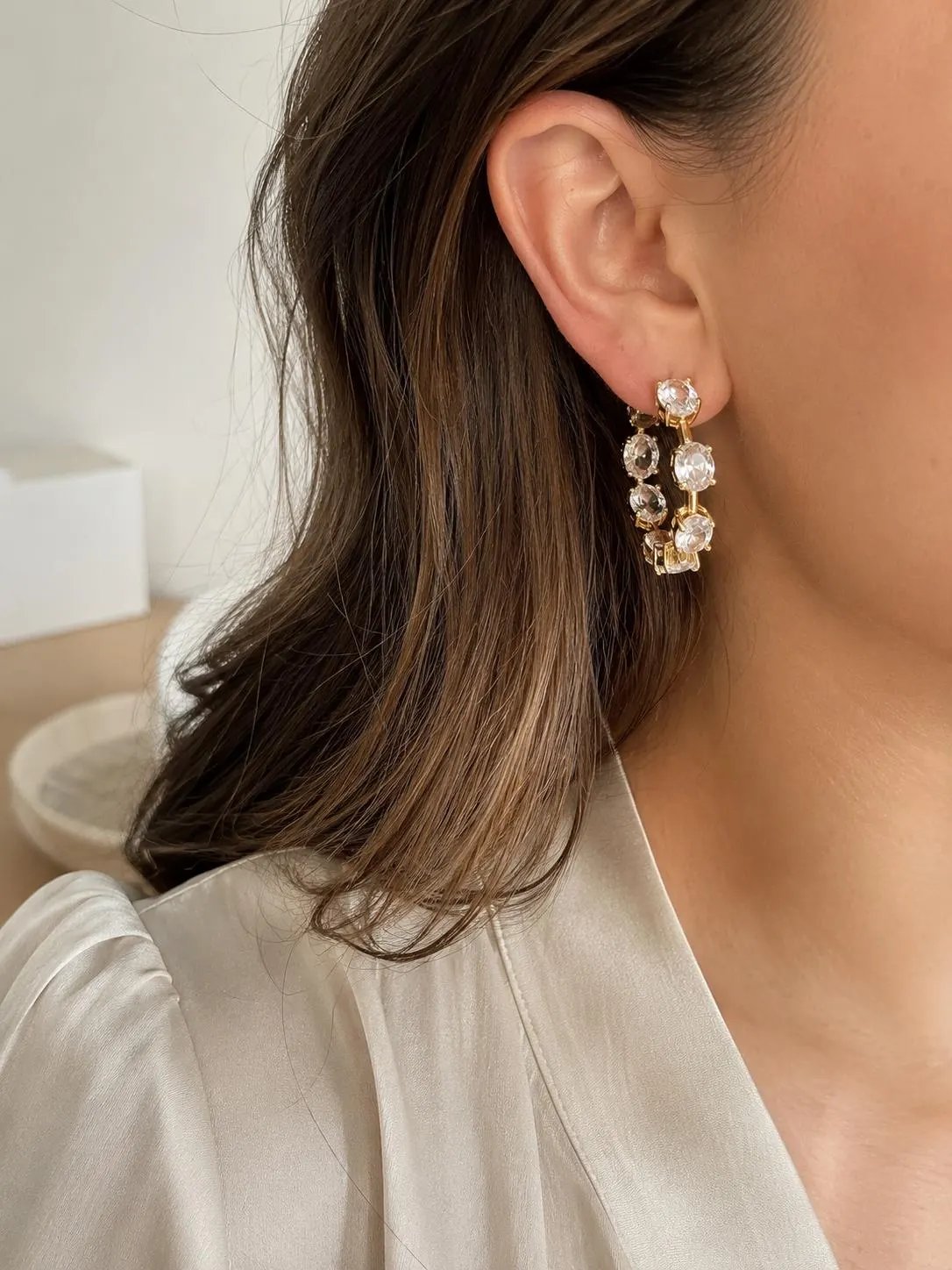 Diamond Hoop Earrings • Chunky Hoop Earrings • CZ Statement Earrings • Elegant Bridal Jewelry • Luxury Sparkly Earrings • Gift For Her