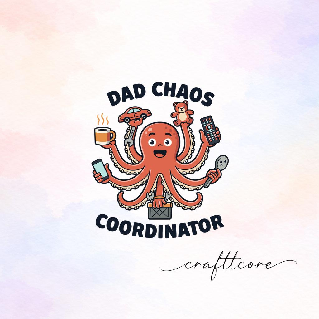 Octopus Dad SVG, Funny Coffee Lover Clipart, Dad Life Cartoon Graphic (Digital Download)
