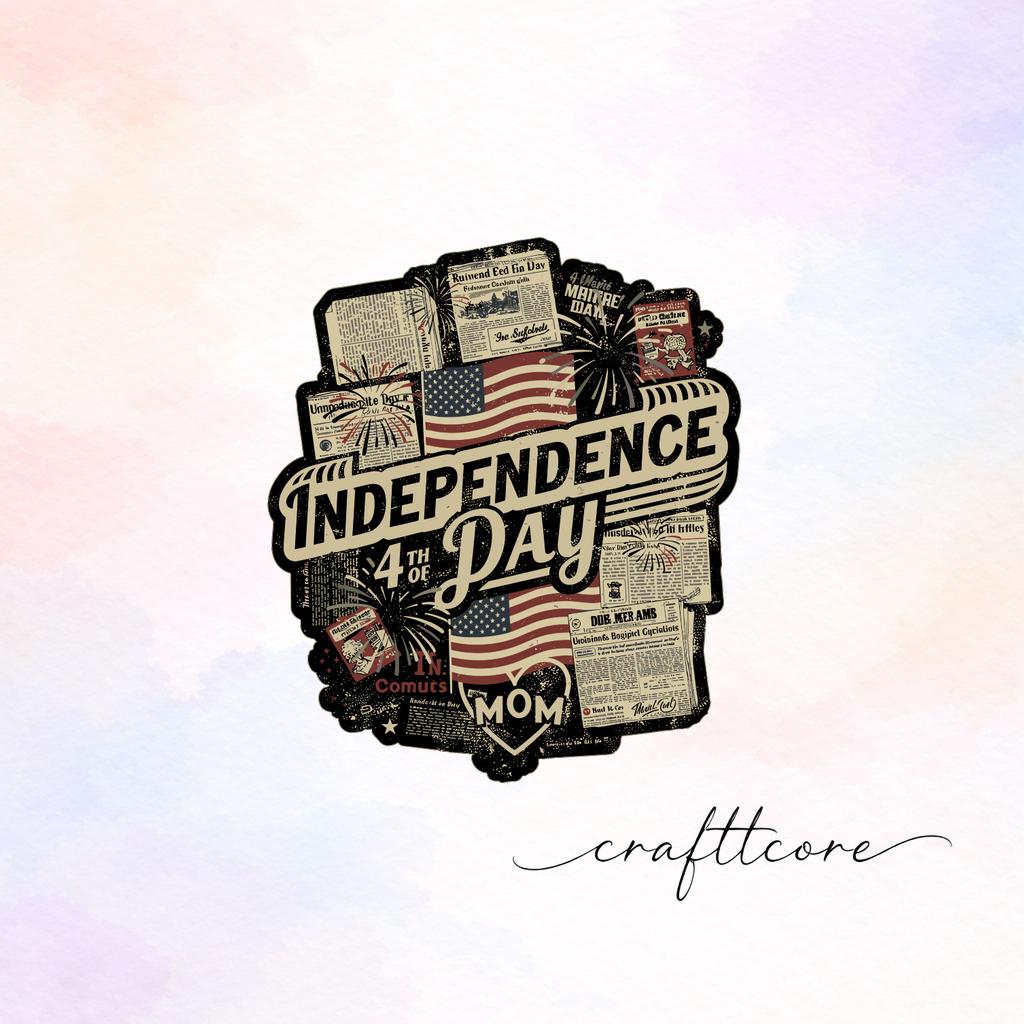 Vintage Independence Day Newspaper Collage Graphic | USA 250th Anniversary SVG (Digital Download)