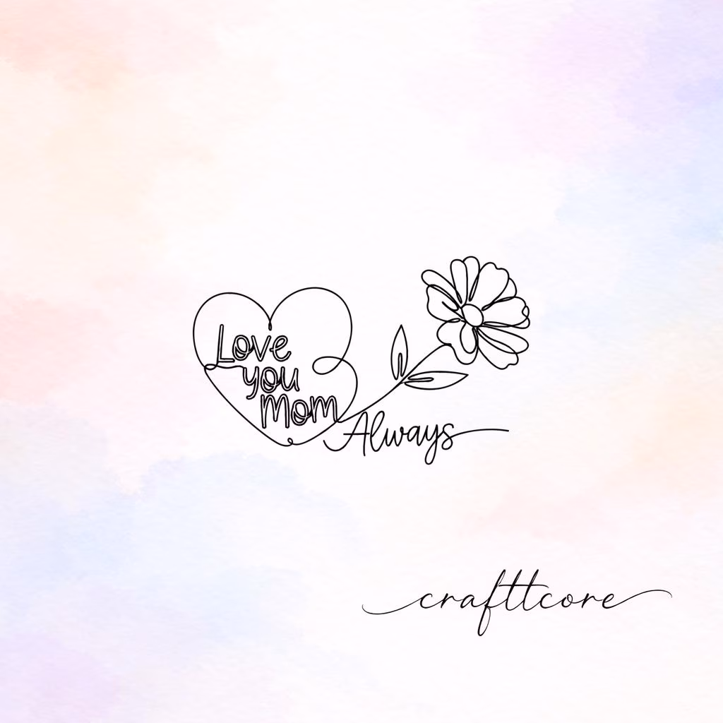 Heart Flower Line Art SVG | Minimalist Mothers Day Gift (Digital Download)