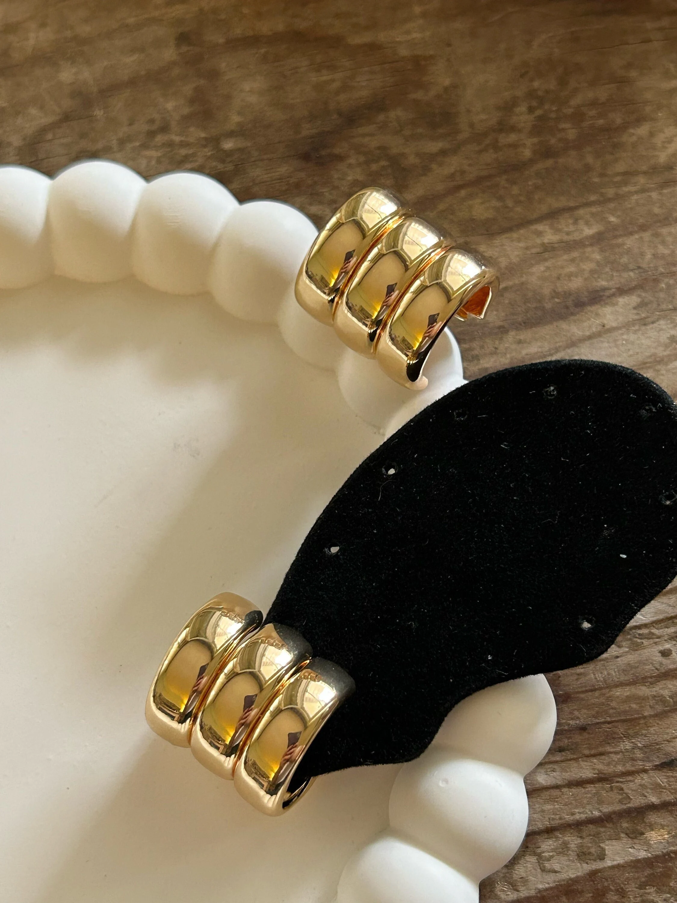 Gold Huggie Hoop Earrings, Anti-Allergenic Steel Hoops