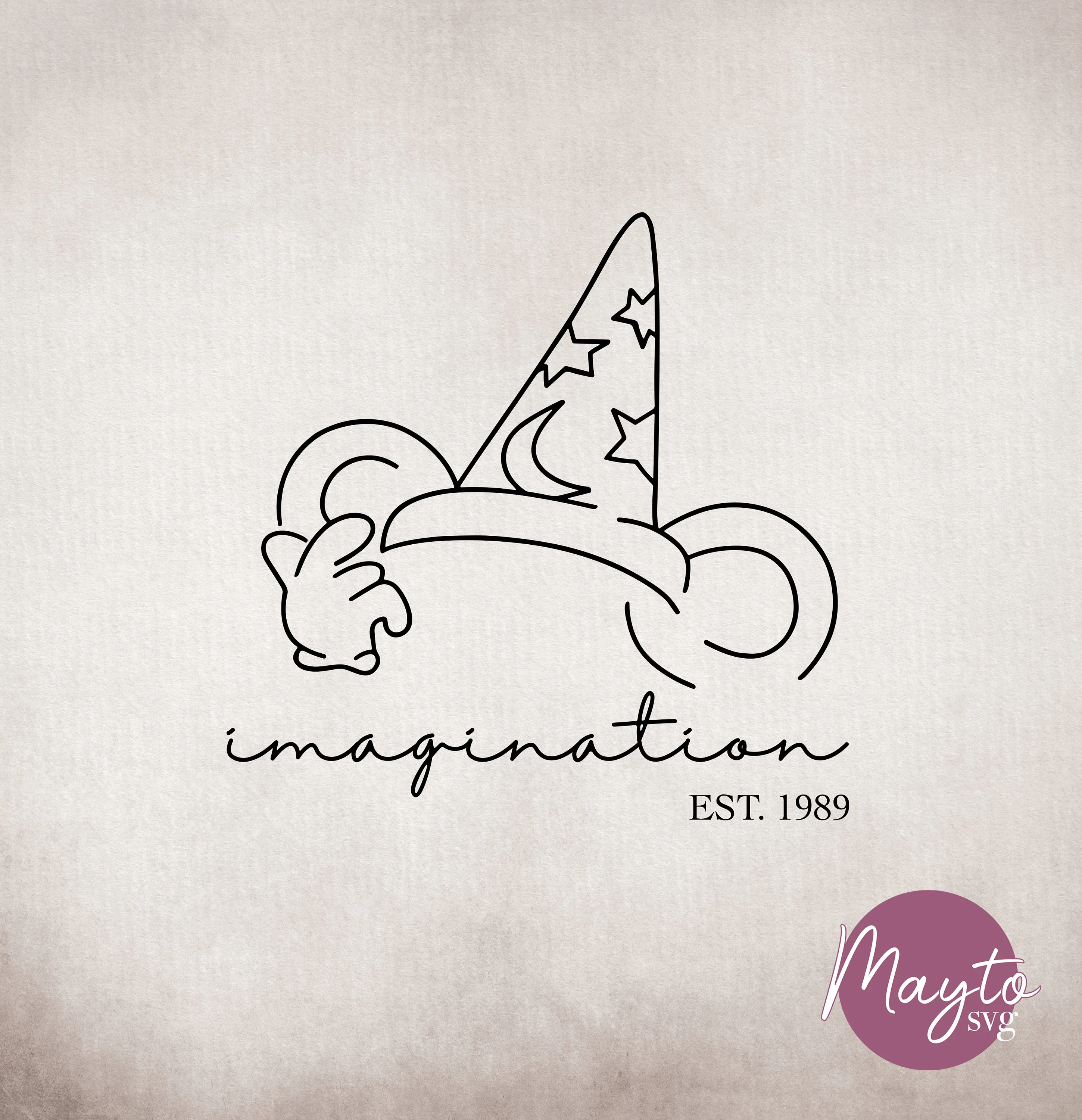Wizard Mickey Mouse Hat Silhouette Clipart – Imagination SVG (Digital File)