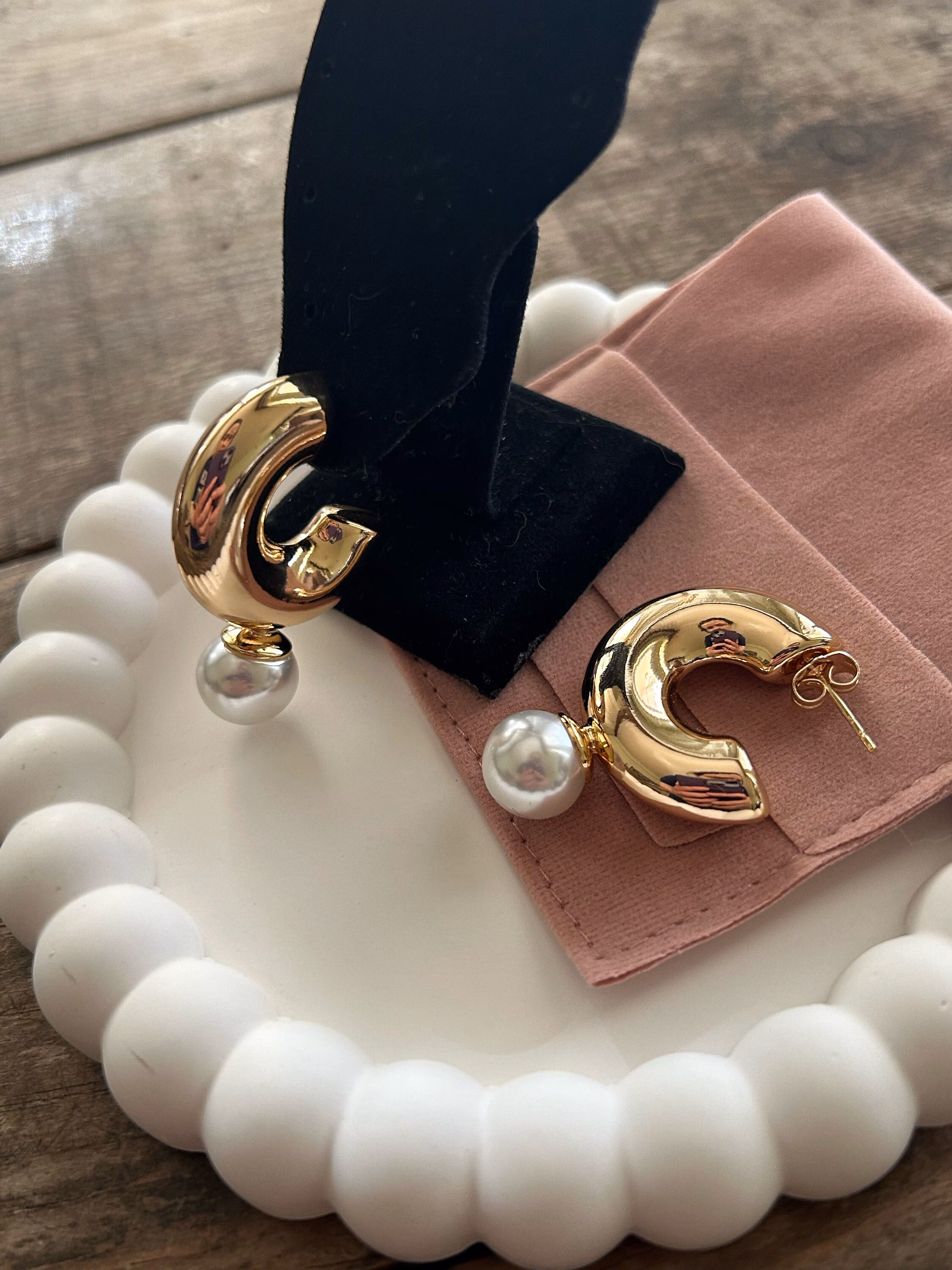 Gold Pearl Hoop Earrings, Pearl Hoops Earrings, Gold Hoops Earrings, Dainty Hoops Earrings, Pearl DaintyGold Earrings, Gift For Her
