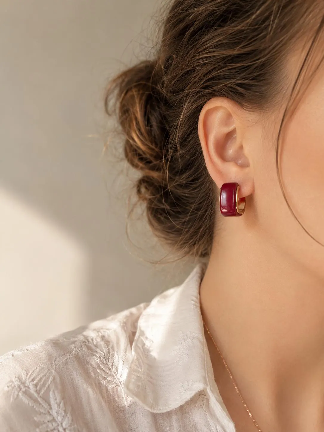 Ruby Red Resin Hoop Earrings • Chunky Earrings • Statement Hoop Earrings • Resin Earrings •