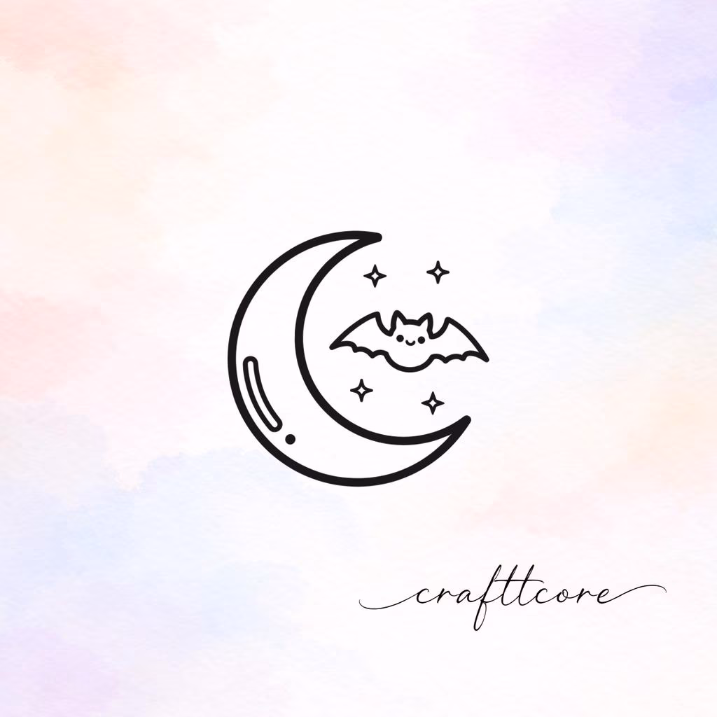Moon Bat SVG | Celestial Shirt Design, Minimalist Halloween Vector (Digital Download)