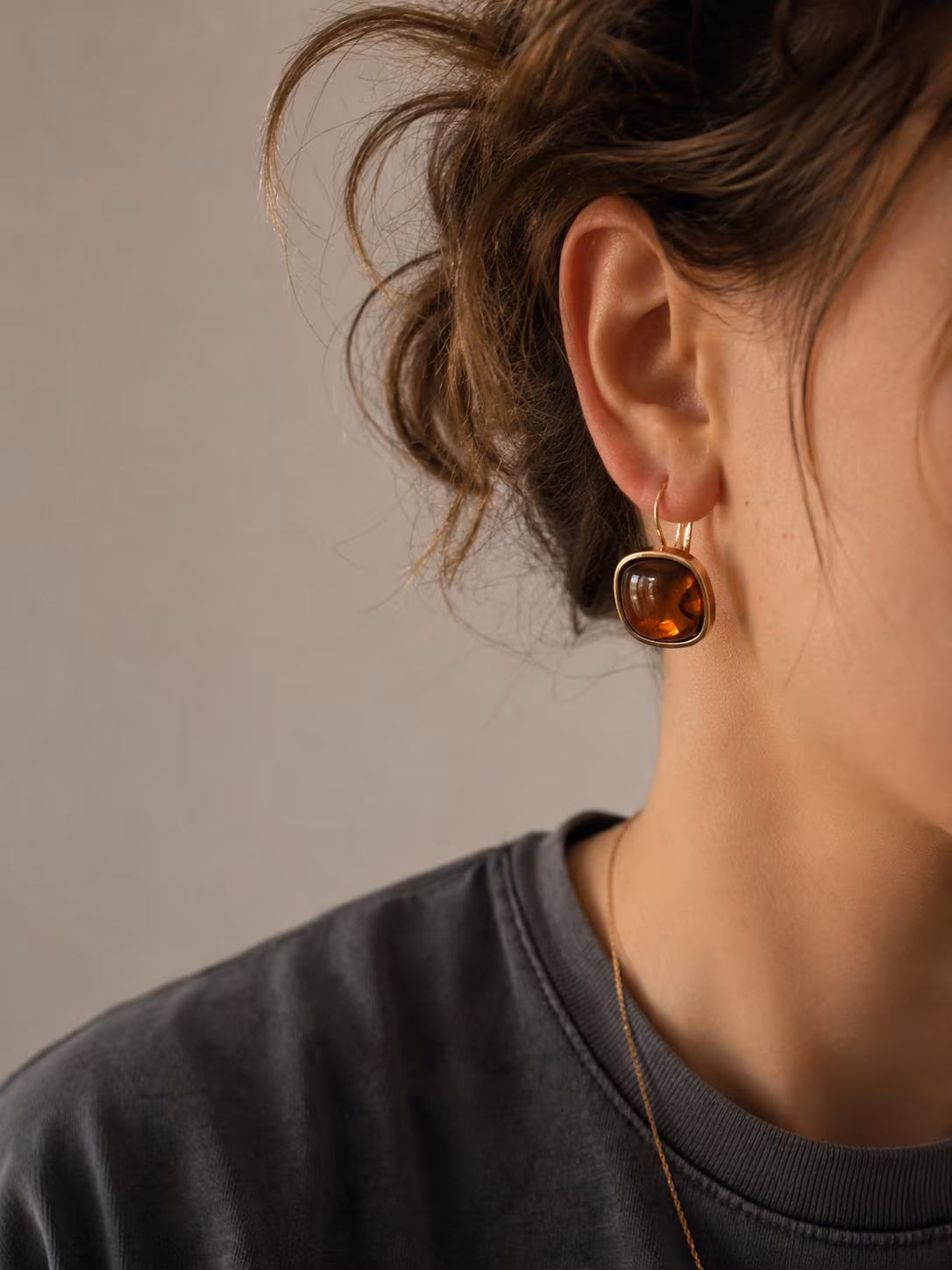 Amber Gold Earrings • Resin Earrings • Statement Earrings • Vintage Style Jewelry • Carnelian Earrings