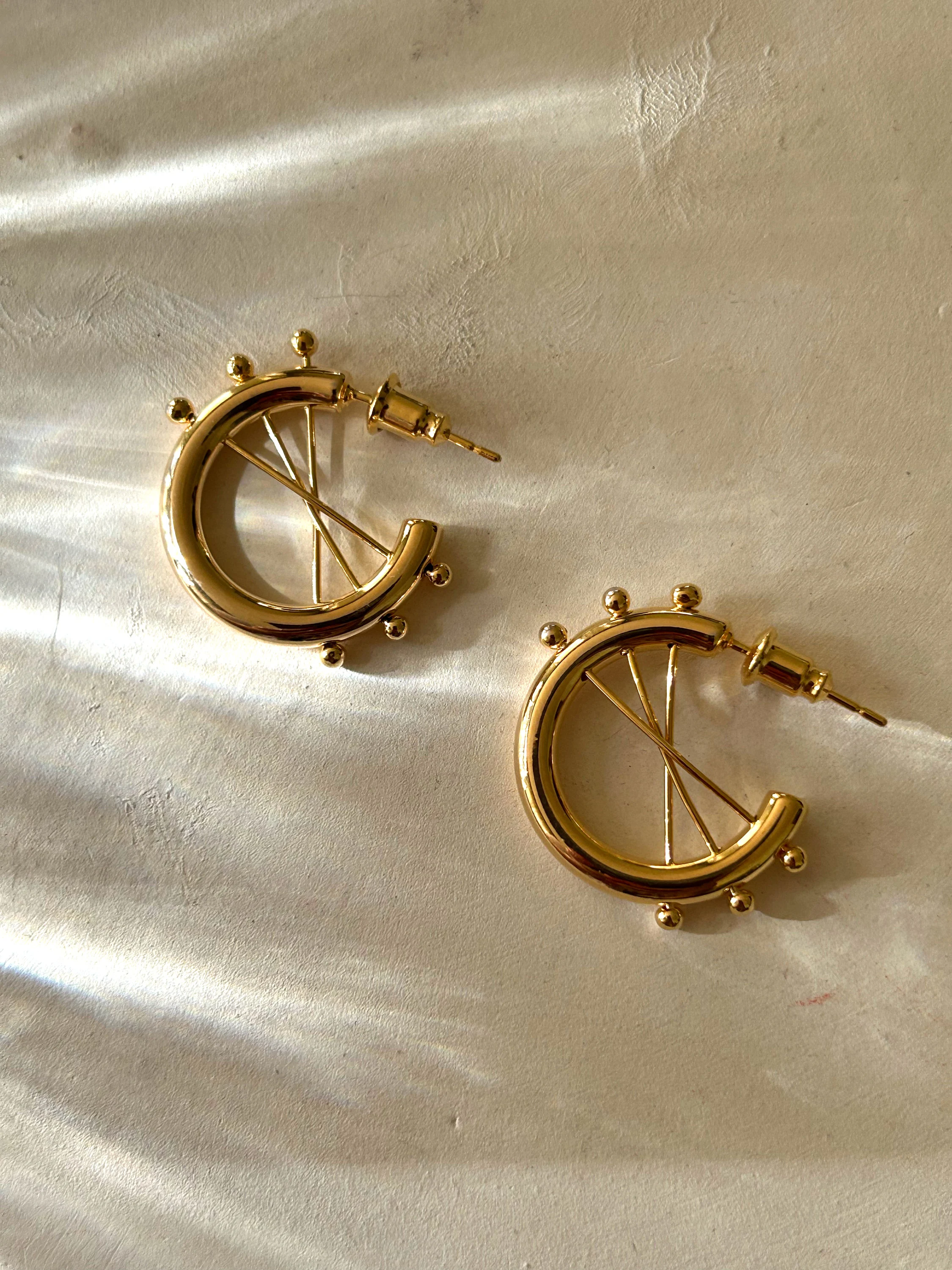 Geometric Gold Hoop Earrings • Modern Statement Earrings • Sculptural Hoop Earrings • Chunky Gold Earrings • Minimalist Jewelry