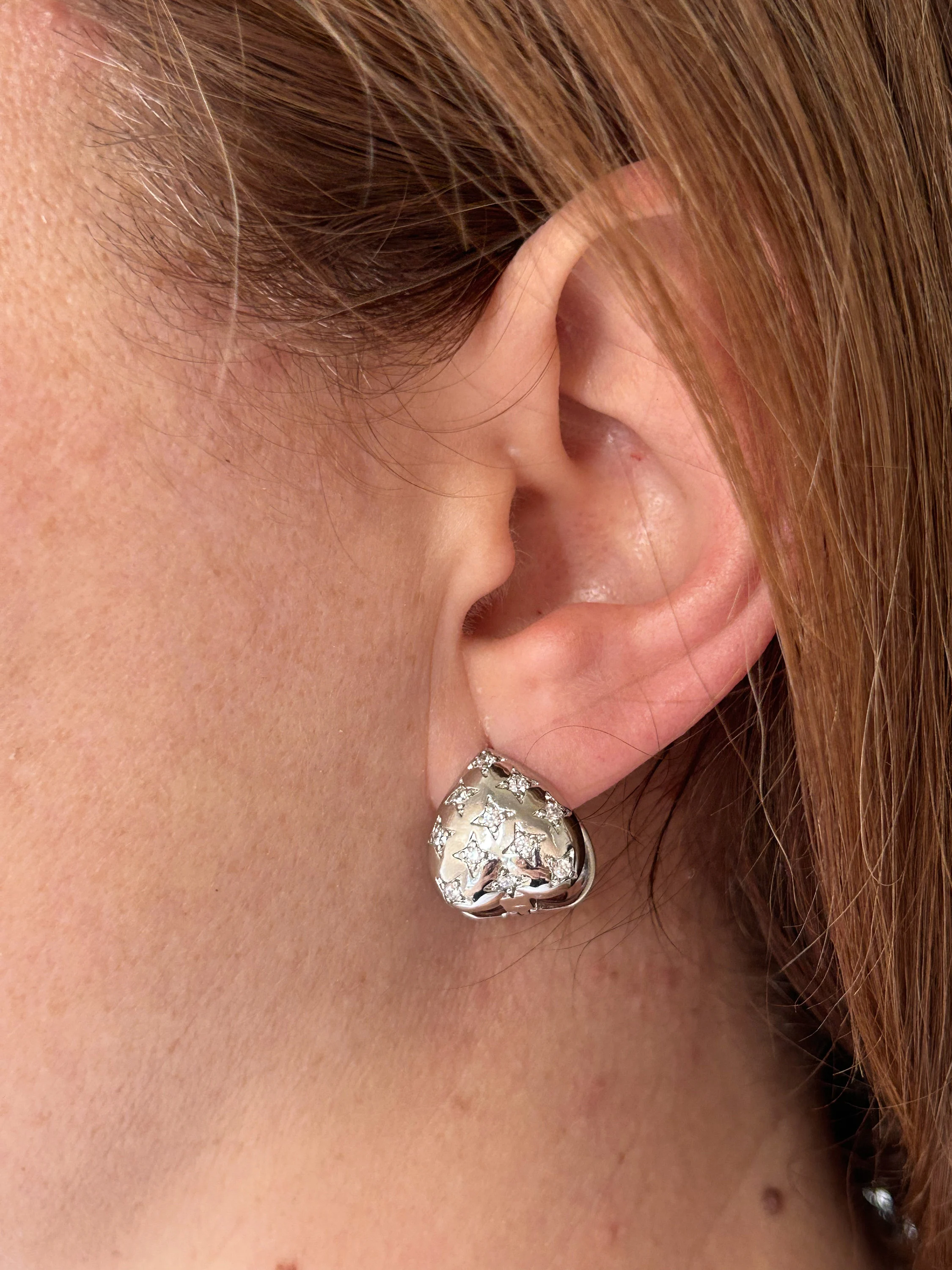 Heart Earrings Waterproof Earrings, Silver and Zircon Earrings,