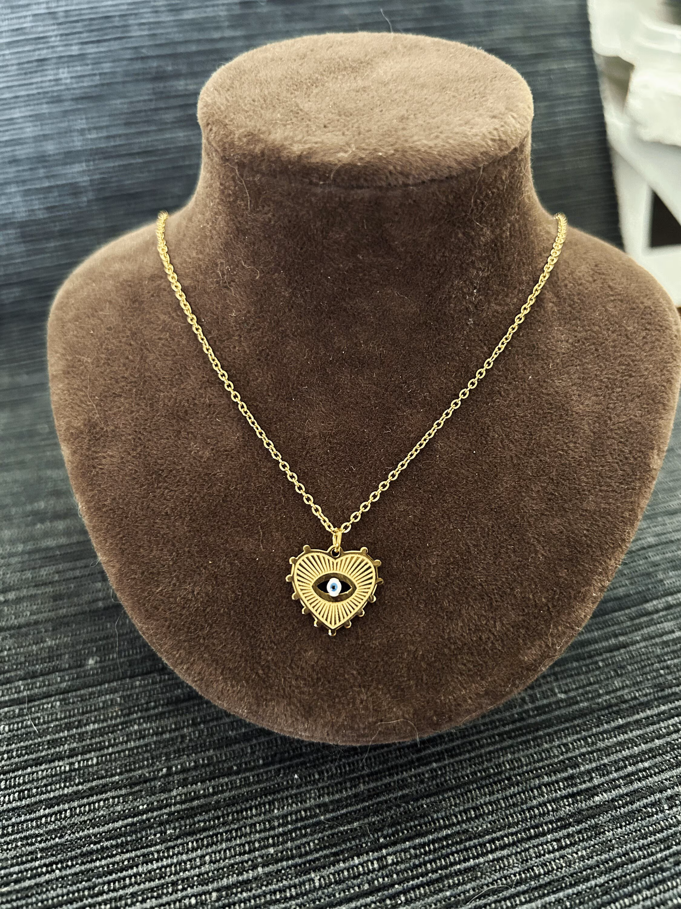 Gold Evil Eye Necklace, Dainty Pendant