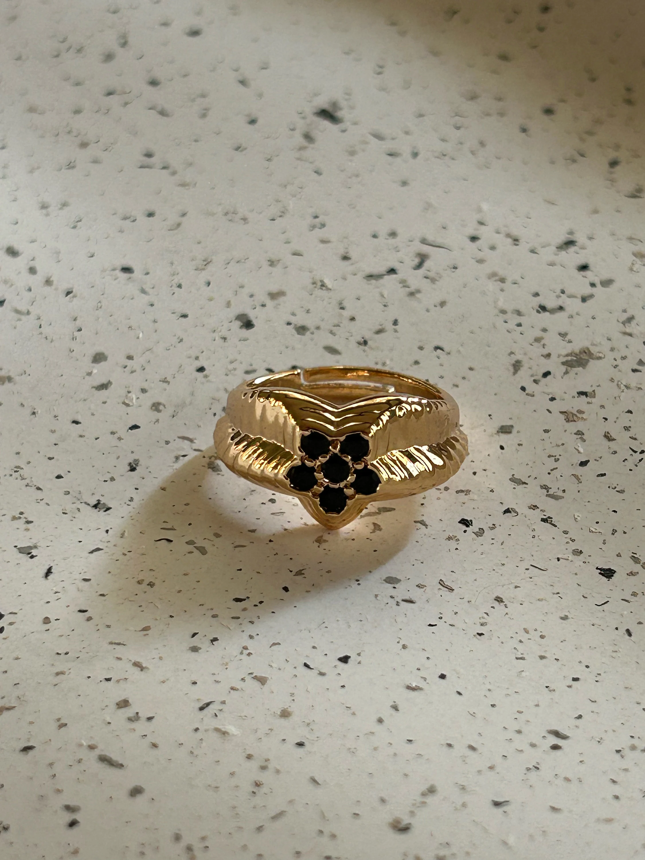 Gold Black Star Ring, Adjustable Size Ring, Gold Star Big Ring, Bold Ring, Perfect For Everyday Ring, Gift For Her, Gift For Women