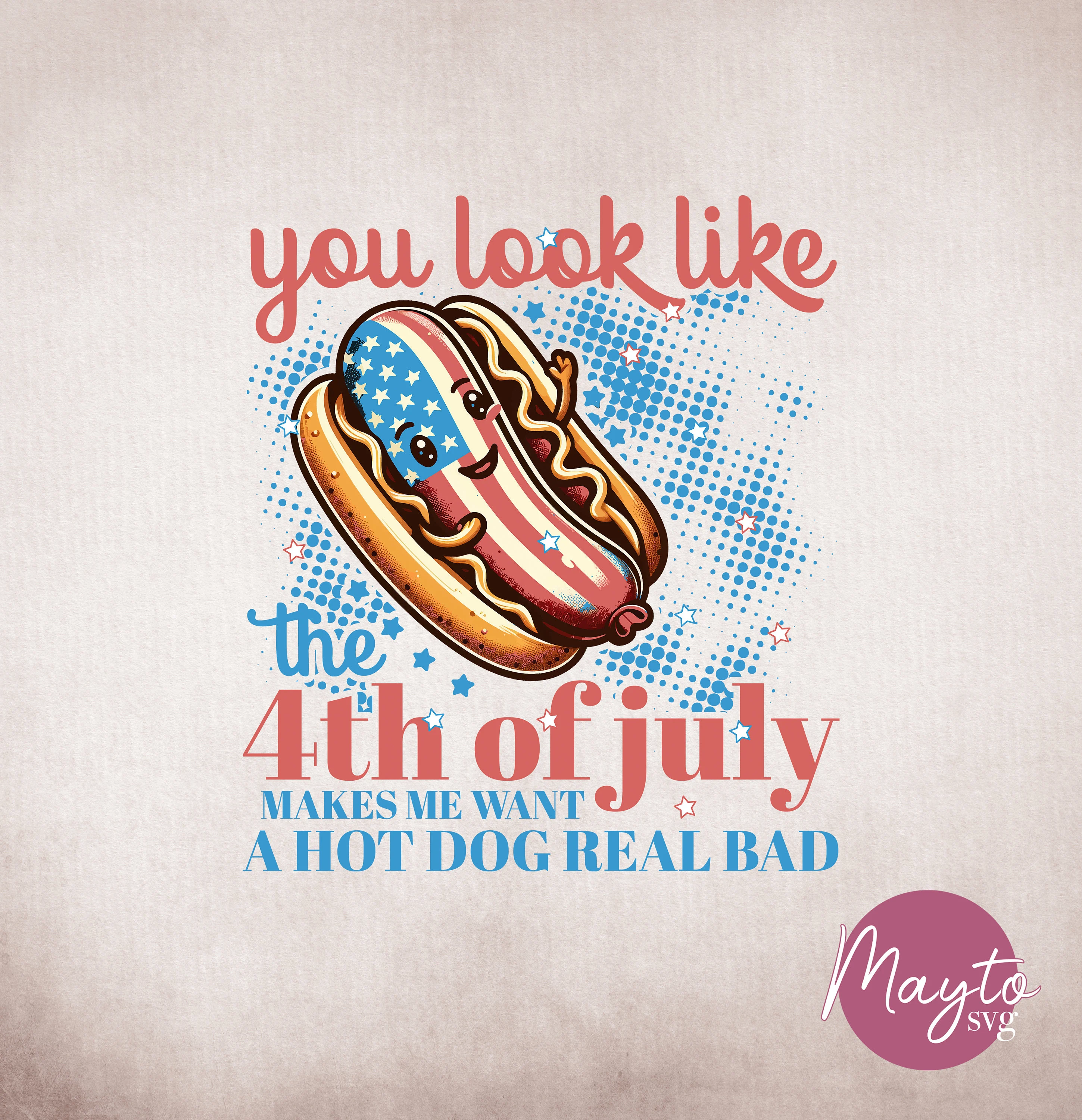 American Hot Dog PNG: 4th of July Design (Digital Download)