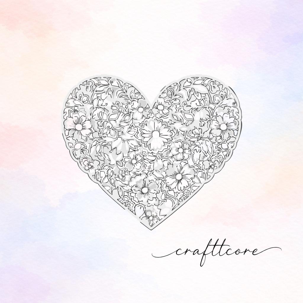 Floral Heart SVG | Continuous Line Art, Laser Cut File (Digital Download)