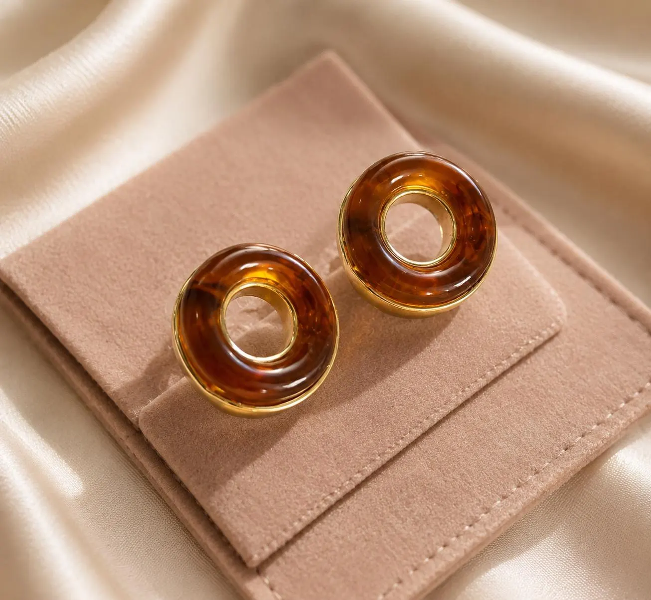 Resin Earrings • Amber Statement Chunky Earrings • Acrylic Stud Earrings • Carnelian earrings