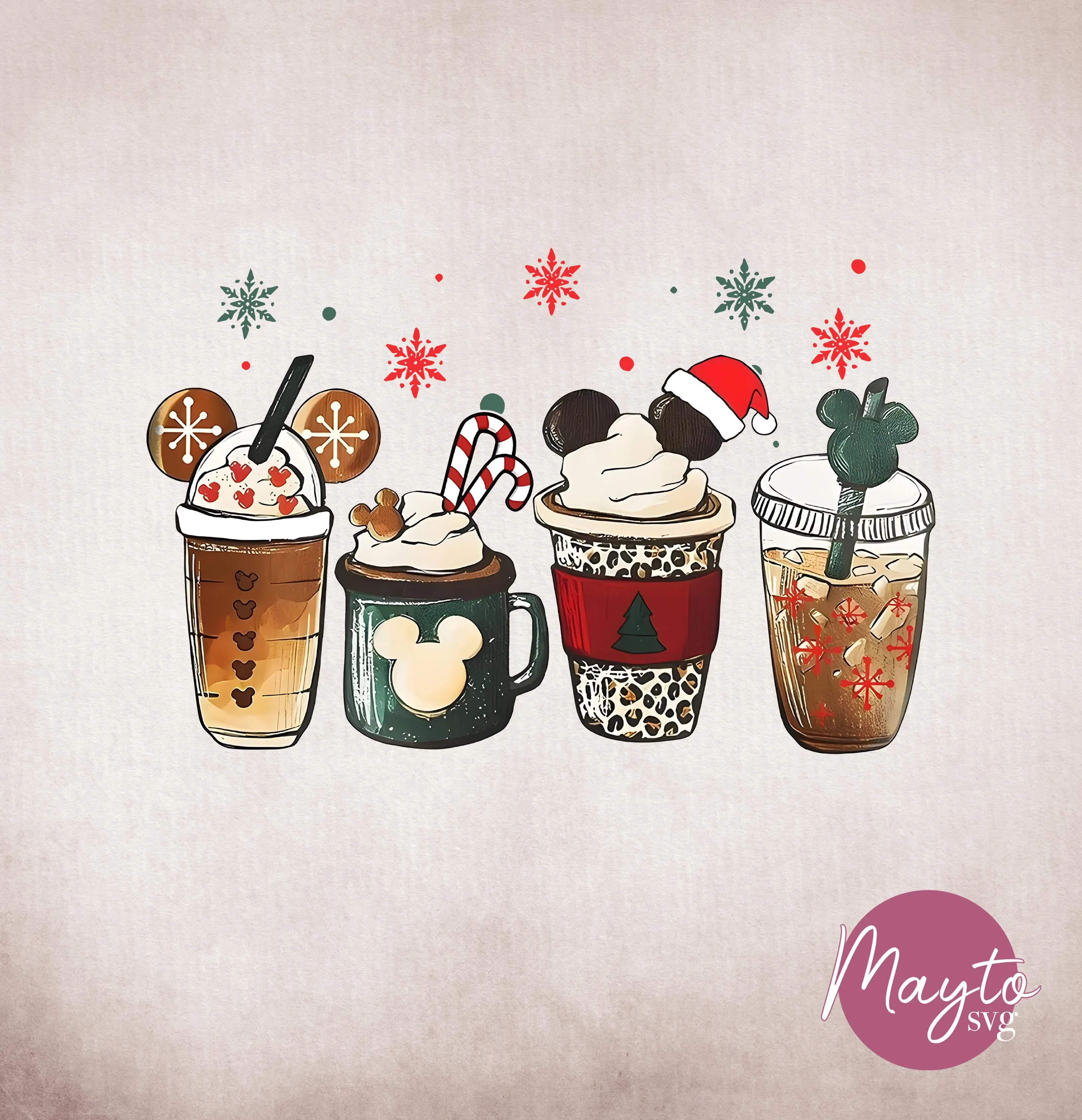 Christmas Disney Coffee PNG, Mickey Mouse (Digital Download)