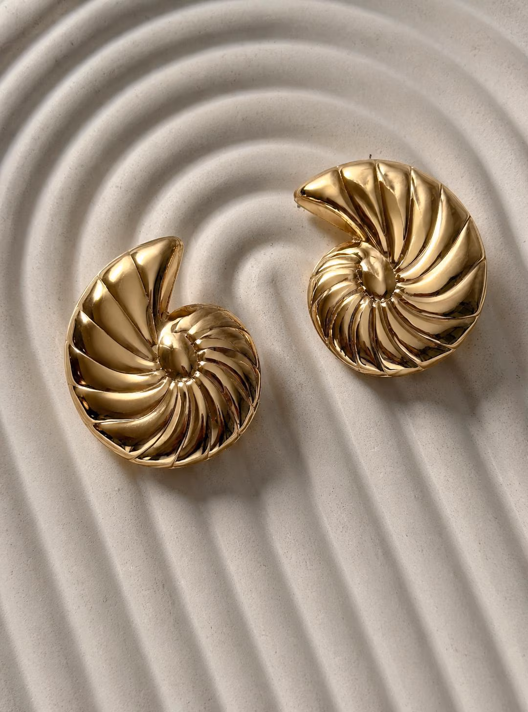 Gold Nautilus Shell Statement Earrings • Coastal Gold Earrings • Chunky Summer Jewelry • Lightweight • Summer Earrings