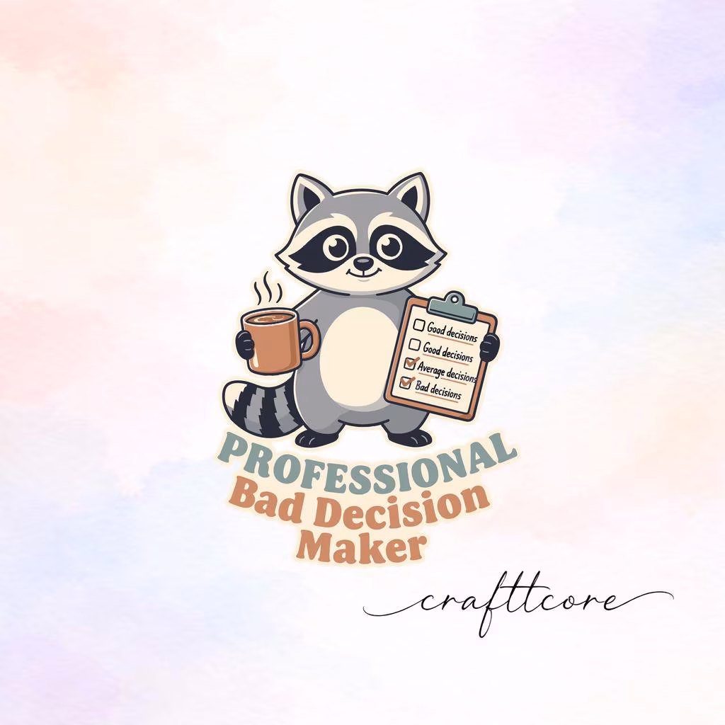 Raccoon Coffee Mug SVG, Retro Mascot Clipart, Pastel Animal Illustration (Digital Download)