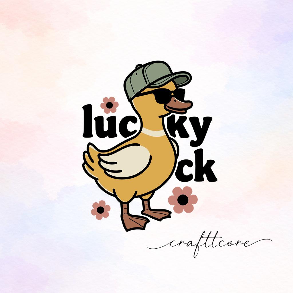Lucky Duck Retro Mascot SVG, Mid Century Modern Graphic (Digital Download)