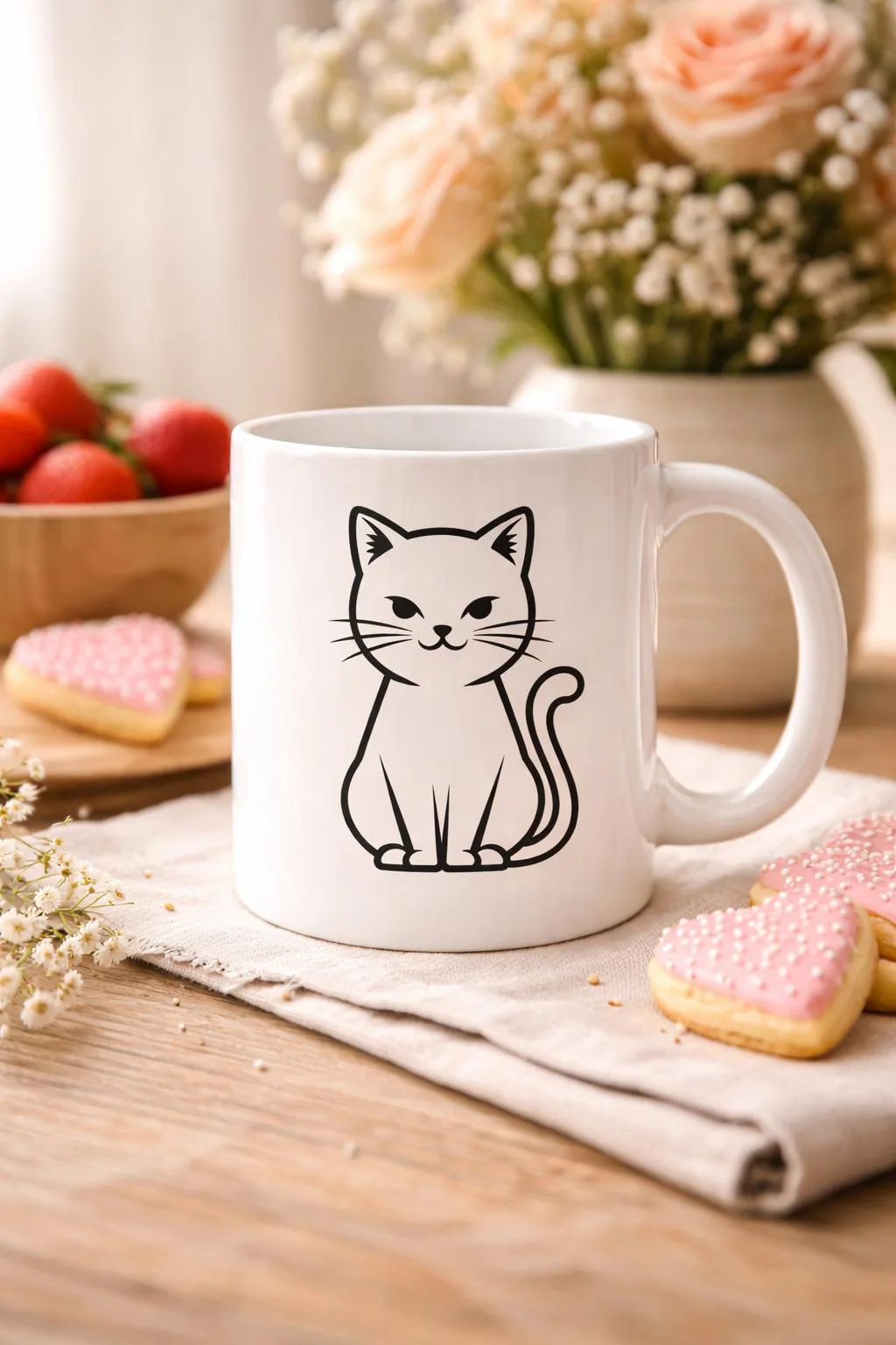 Dark Sitting Cat SVG | Minimalist Line Art, Cat Shirt Design (Digital Download)