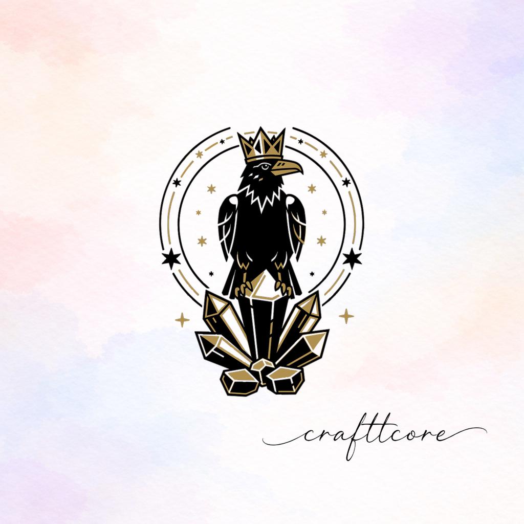 Crowned Raven SVG | Mid Century Retro Vector Art (Digital Download)