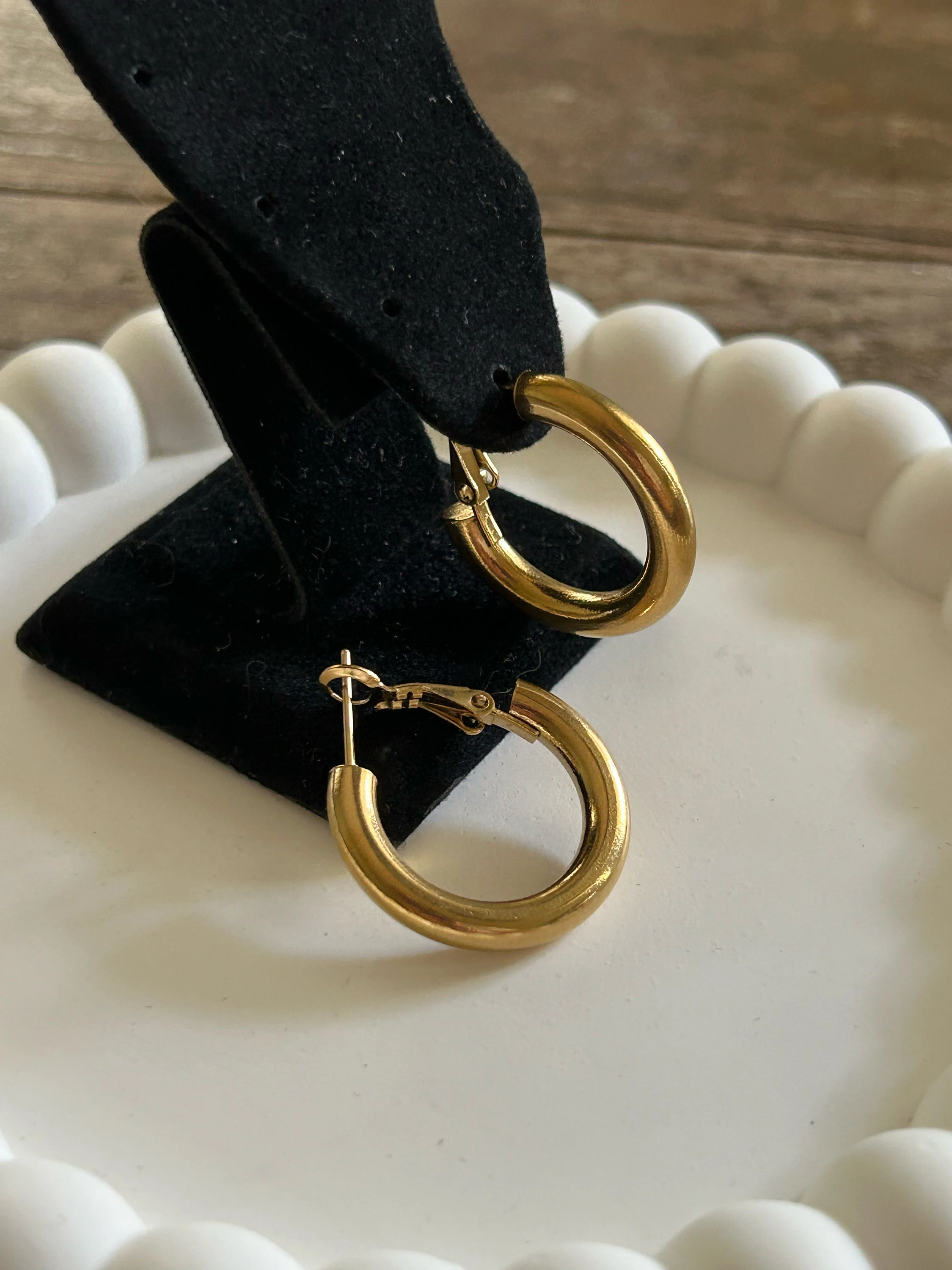 Gold Hoop Earrings, Tarnish-Free Steel, Minimalist Style
