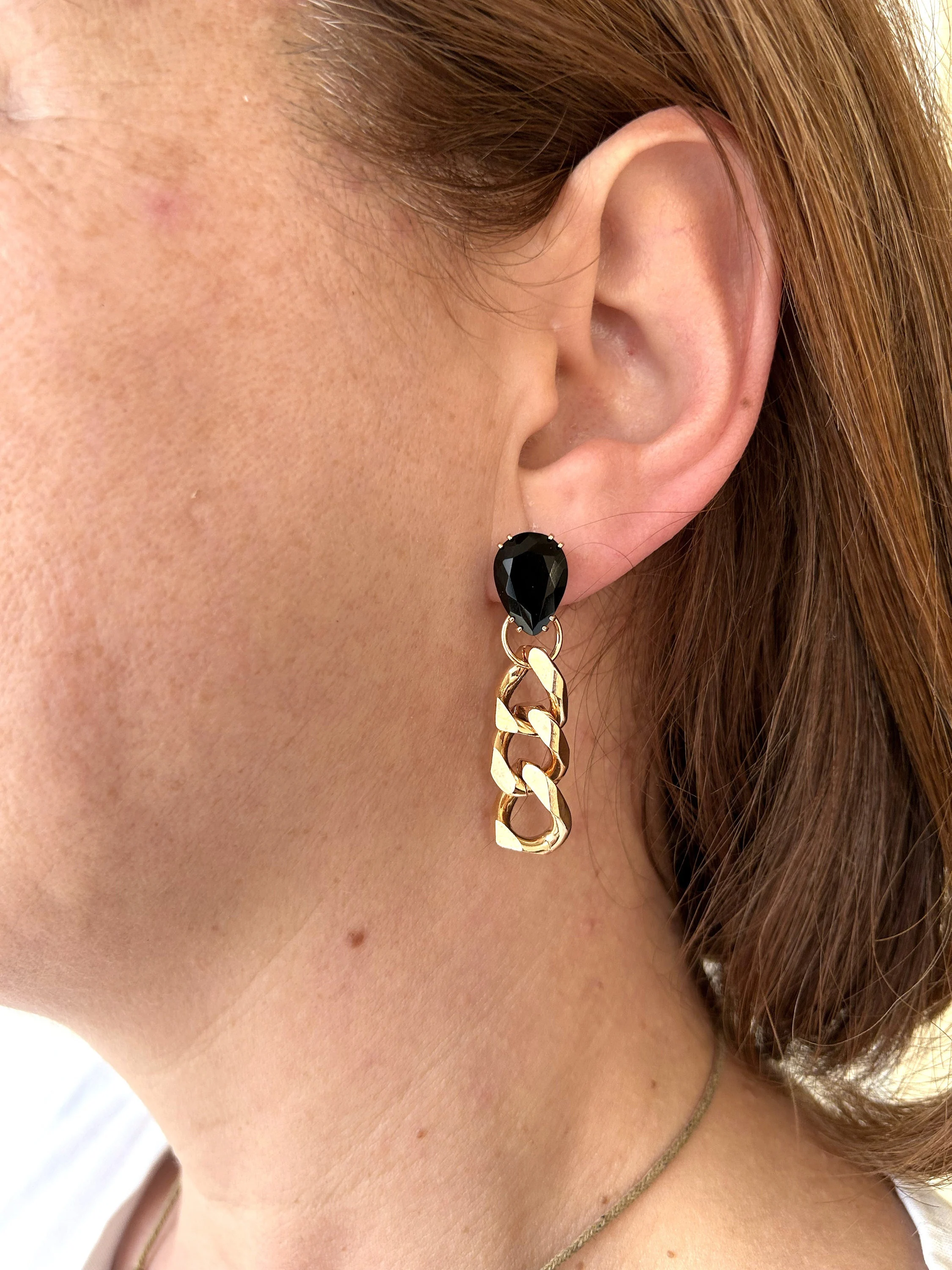 Gold Chain Drop Earrings, Tarnish-Free Steel, Everyday Jewelry