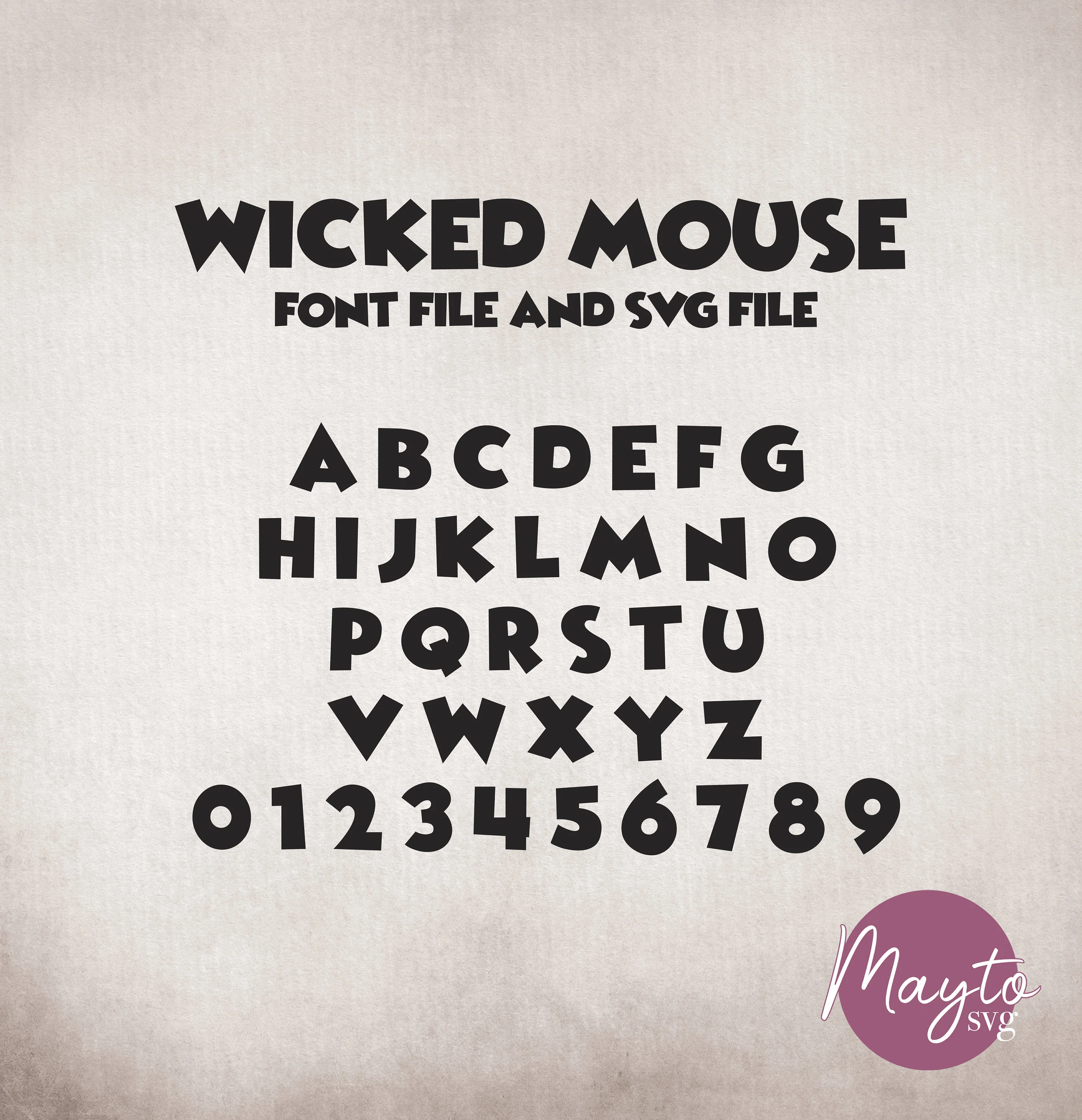 Wicked Mouse Alphabet SVG Font, Retro Cartoon Display Font for Cricut, Whimsical Lettering for Birthday Party Decor, Digital Download File