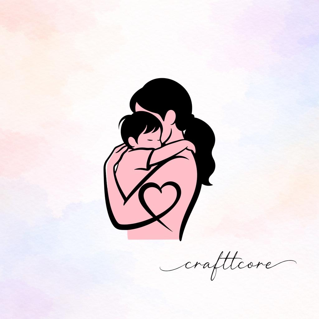 Mother Child Hug SVG | Minimalist Line Art Shirt Design (Digital Download)