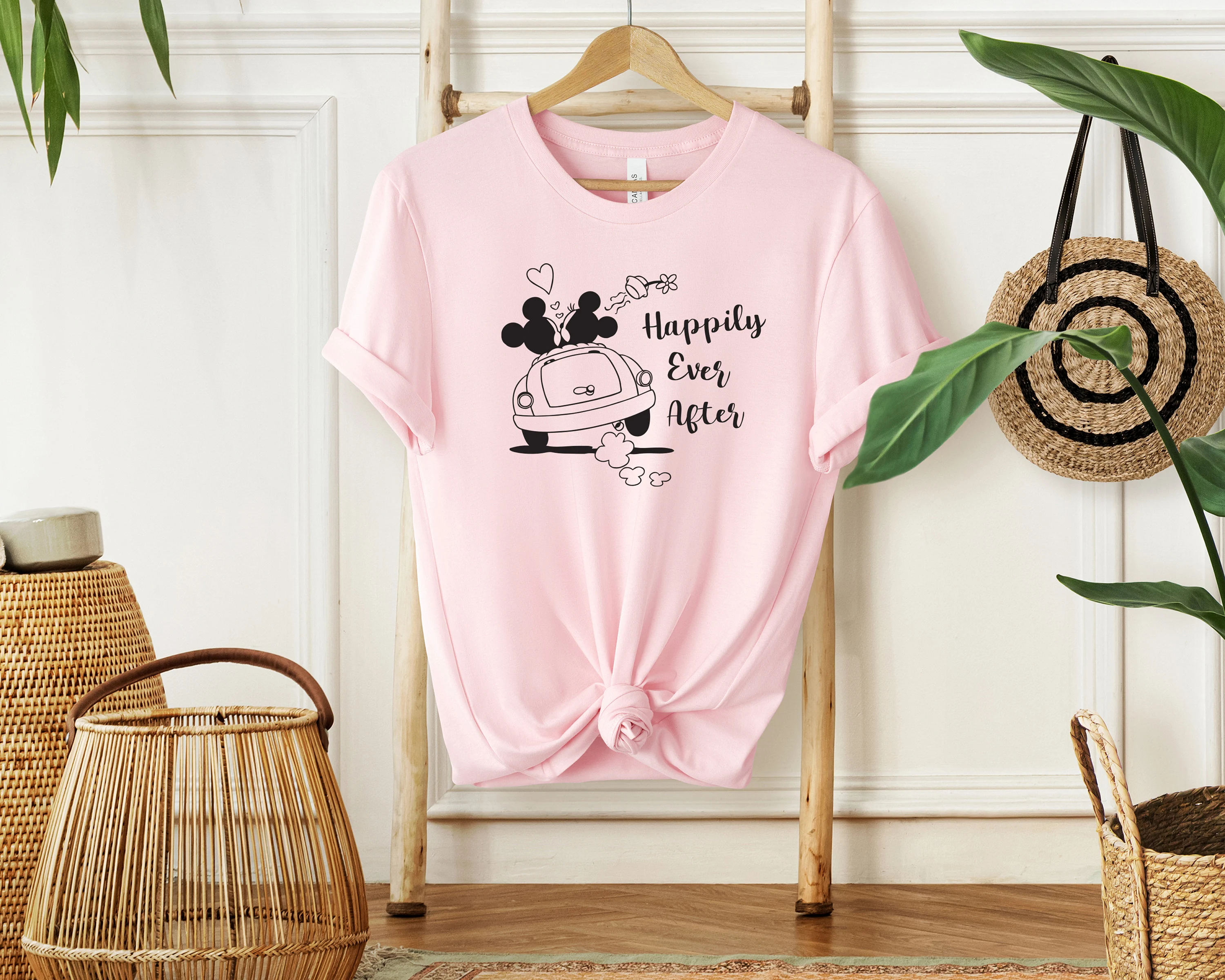 Disney Wedding Car SVG, Happily Ever After Mickey Mouse Decal, Just Married Cricut File, Disney Honeymoon Sublimation, Bride and Groom Gift