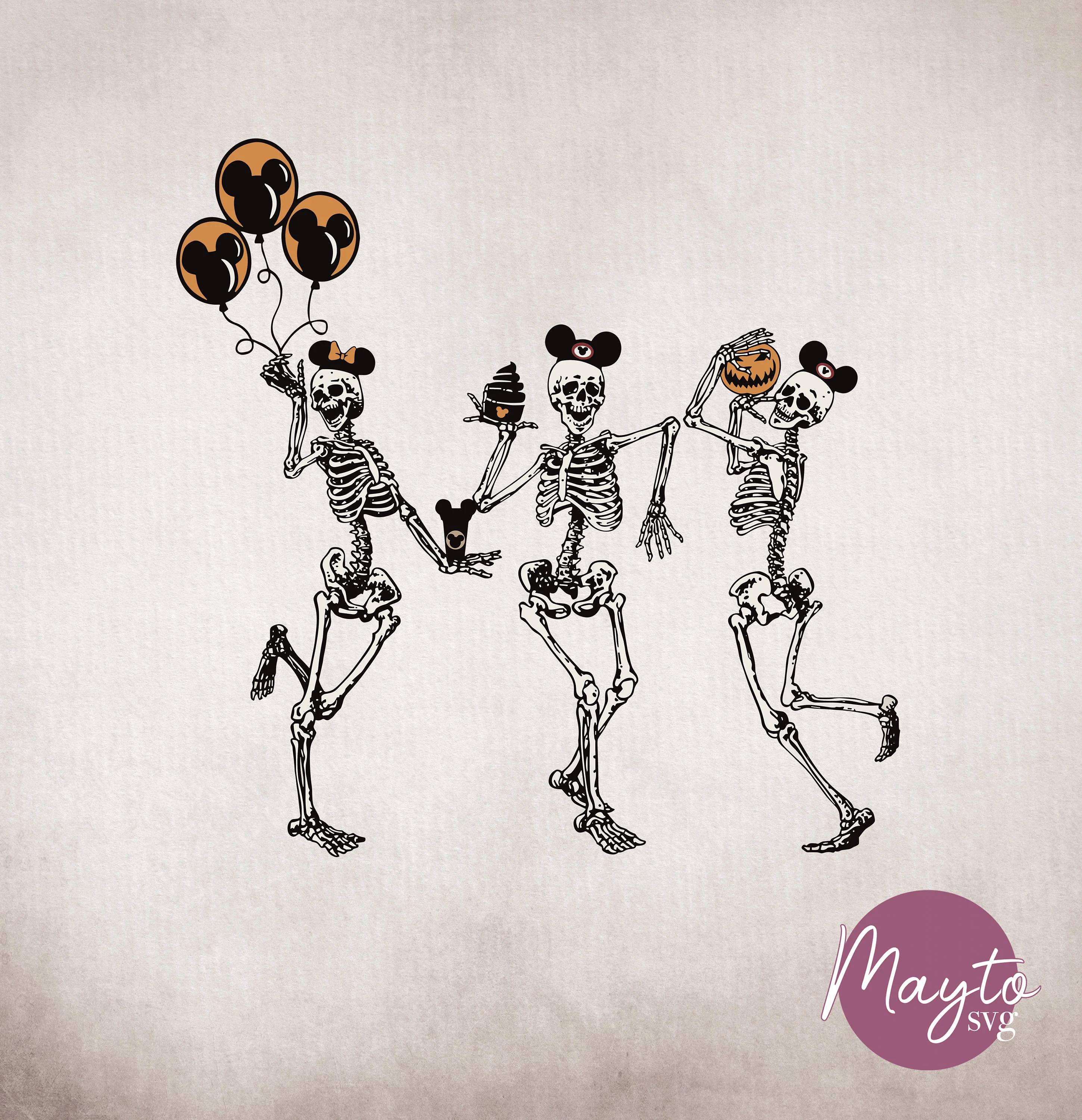 Dancing Skeleton Halloween PNG: Spooky Digital Download