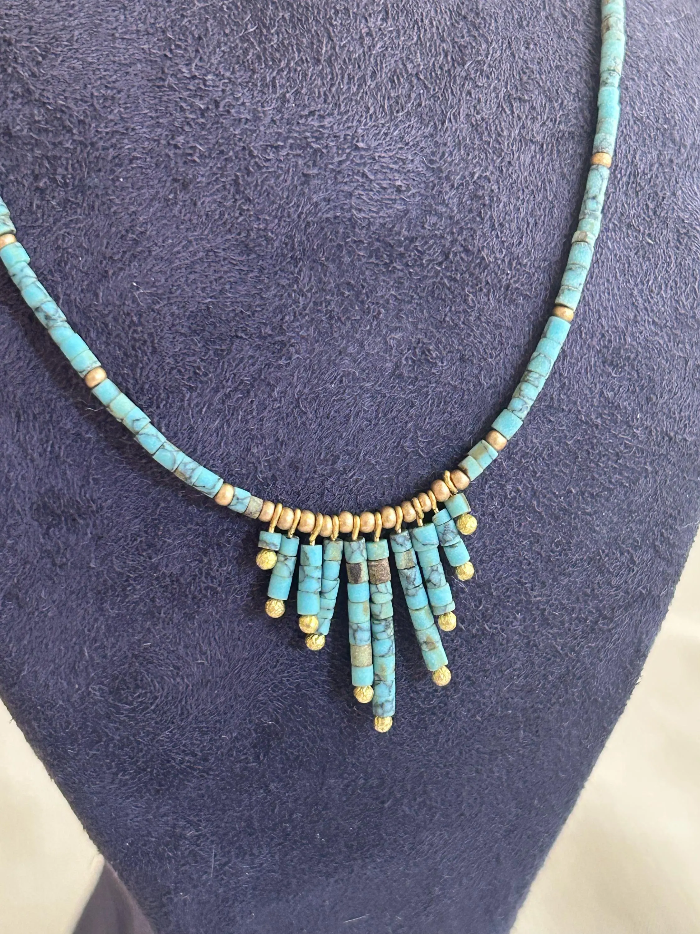 Beaded Necklace, Turquoise Beaded Necklace, Boho Necklace, Minimalist Necklace, Gold Beaded Necklace, Minimalist Necklace, Summer Necklace