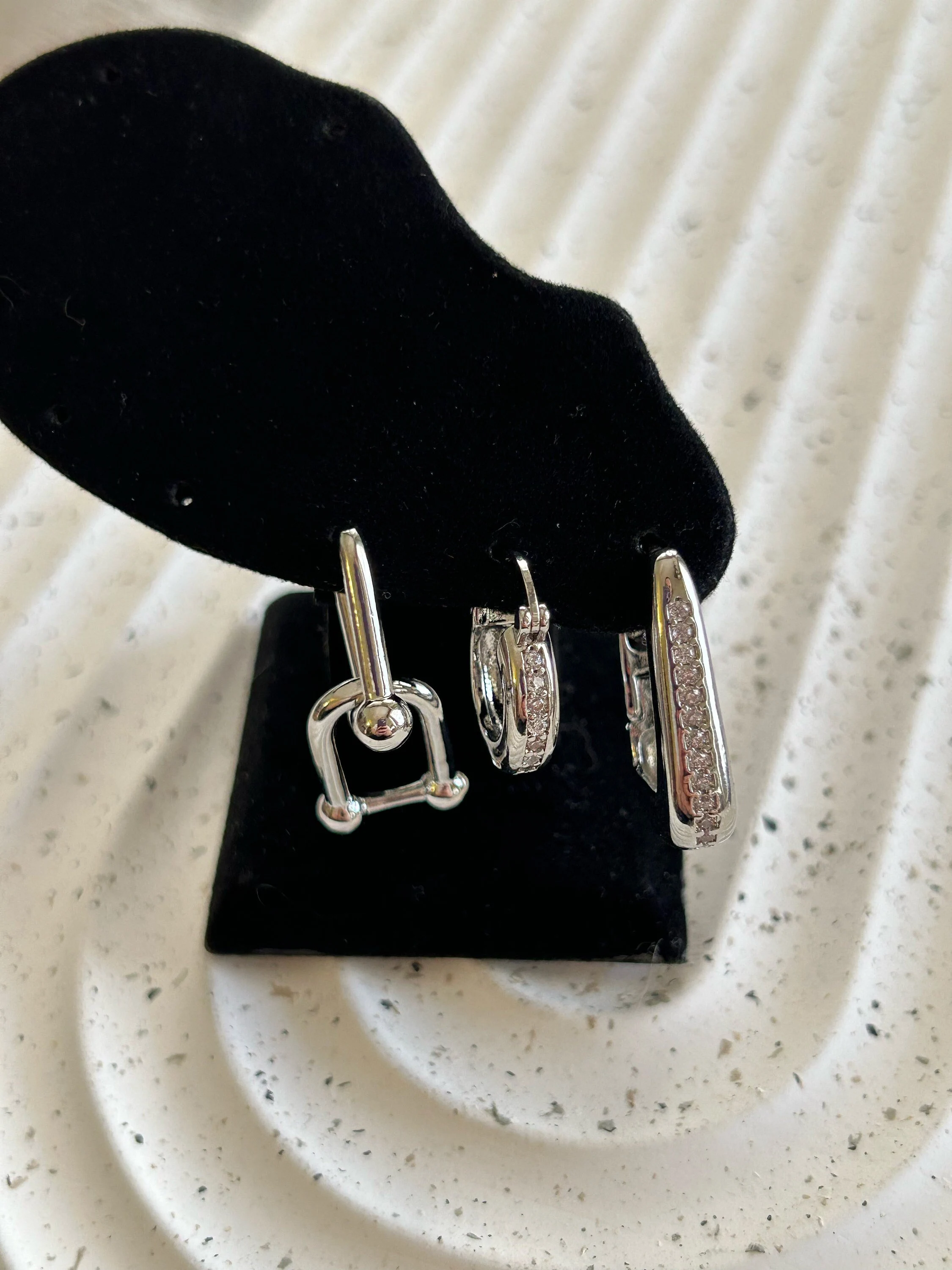 Dainty Silver Zircon Hoop Earring Set, Anti-Allergenic Steel