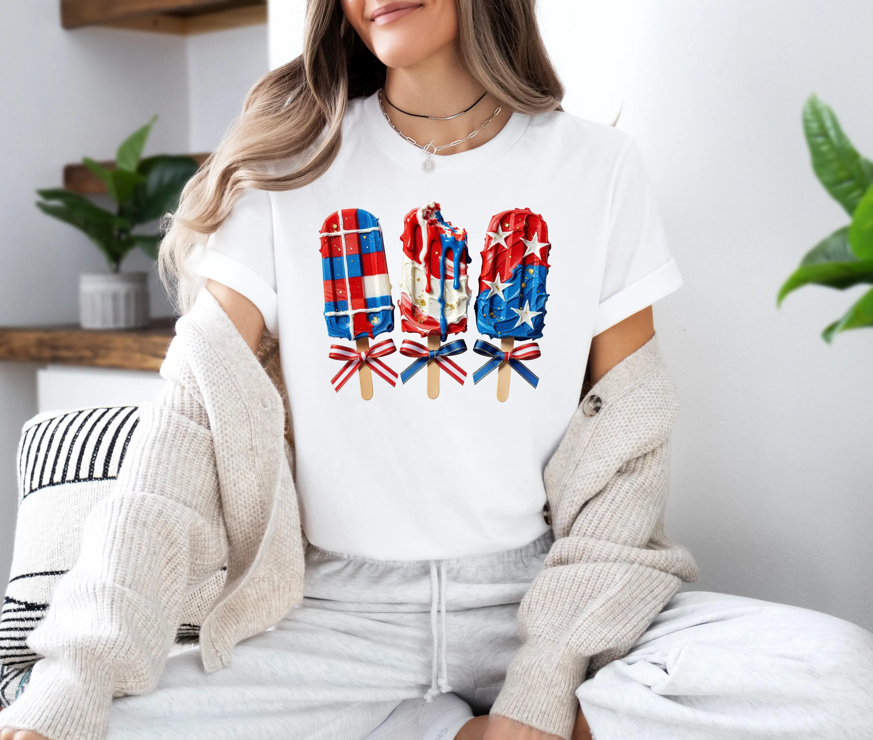 Patriotic Popsicle Png, 4th of July Ice Cream Png, Coquette America PNG, Independence Day Dessert Design, Sublimation File, Summer Shirt Png