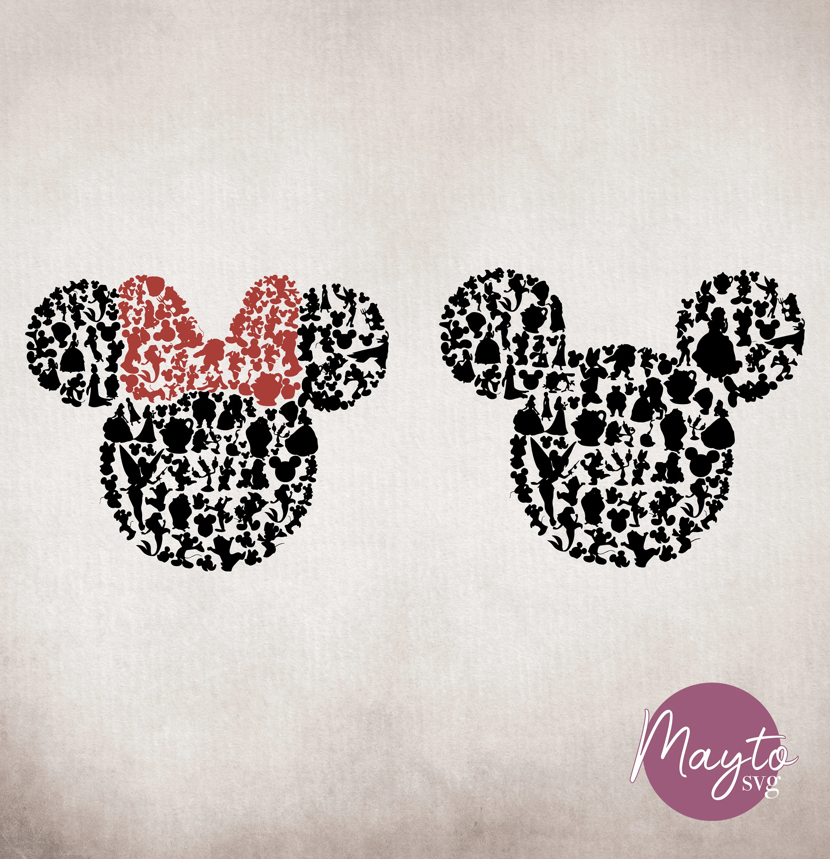 Mickey Head SVG Bundle, Disney Character Silhouette Svg, Family Disney Trip Shirt Files, Minnie Bow Png, Cricut Cut Files, Digital Download