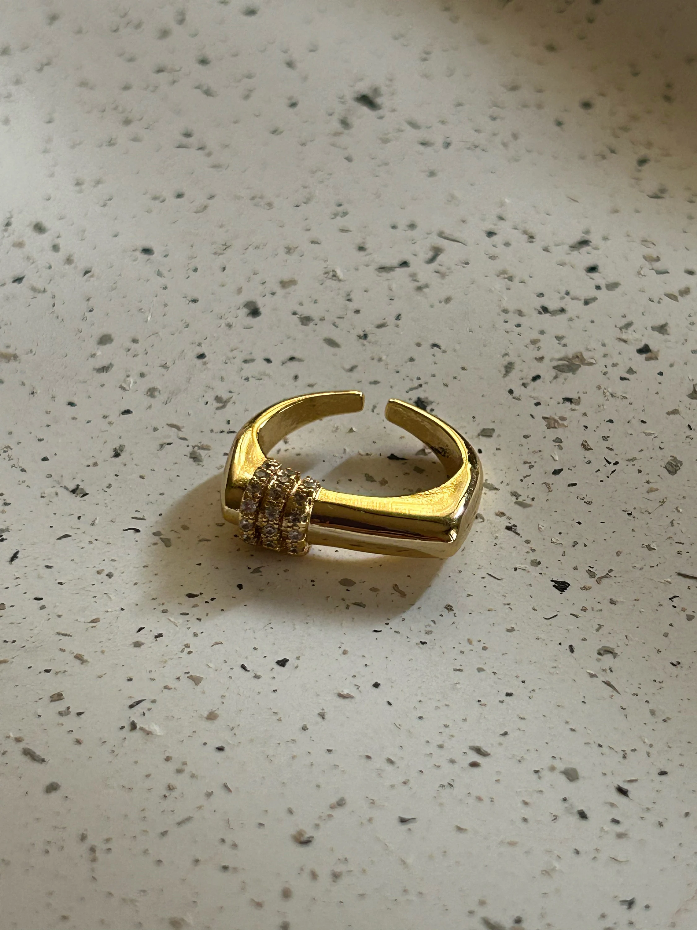 Gold Zircon Adjustable Ring, Dainty Everyday Ring