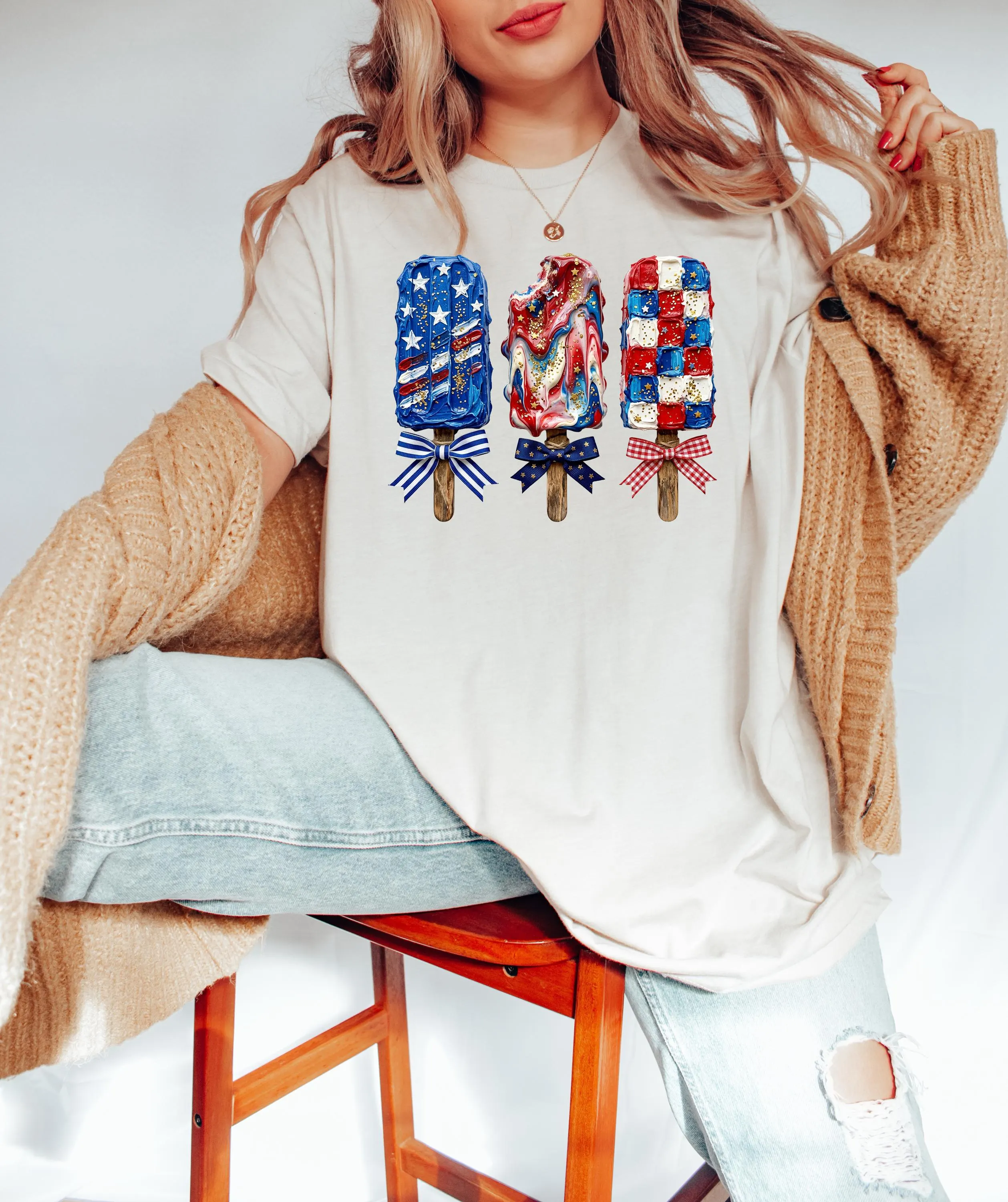 Patriotic Popsicle Png, 4th of July Ice Cream Png, Coquette America PNG, Independence Day Dessert Design, Sublimation File, Summer Shirt Png