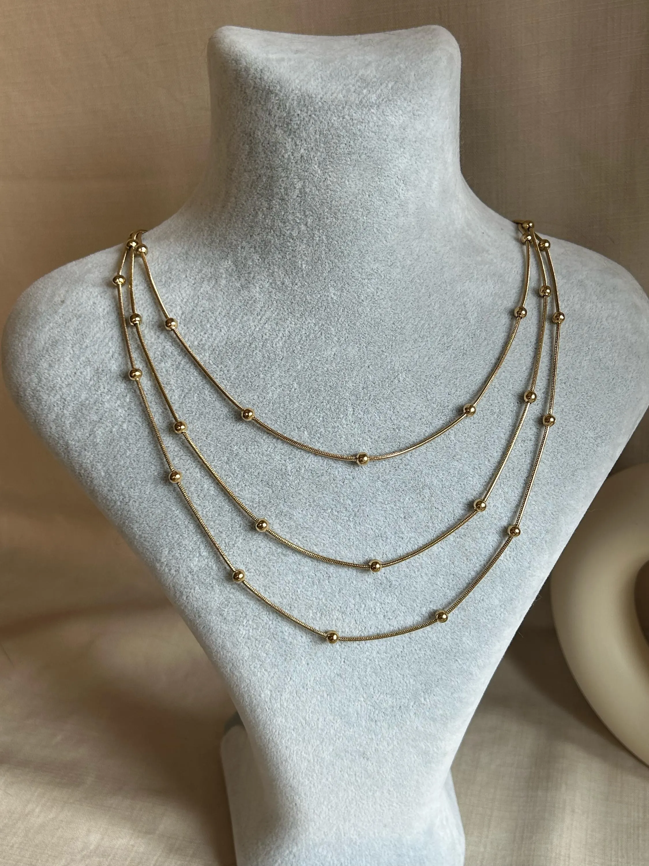 Satellite Chain Gold Necklace, Triple Satellite Chain Necklace, Steel Pendant Necklace, Dainty Gold Necklace, Gold Necklace, Gift For Her